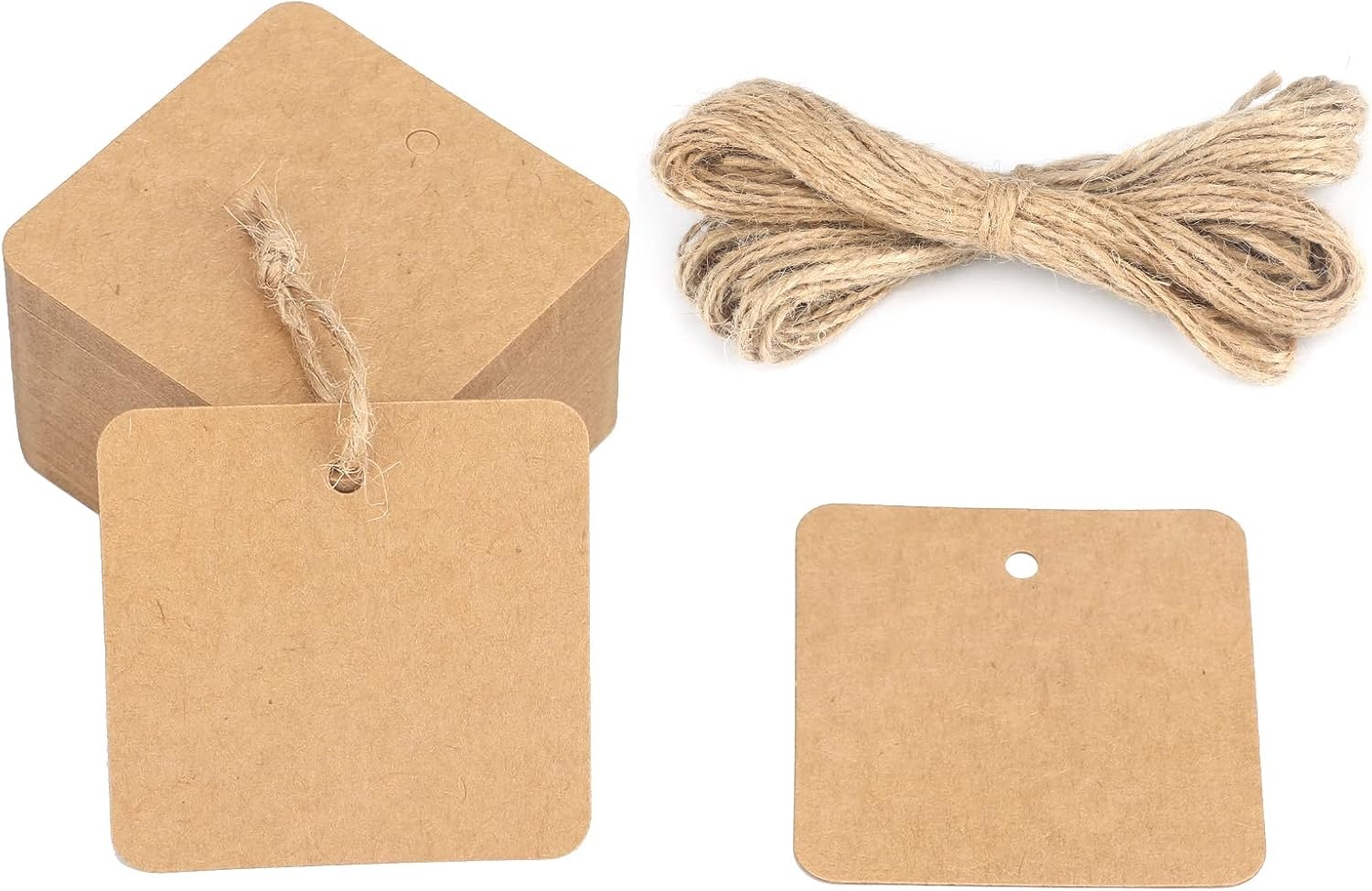 image:imageG2PLUS 100PCS White Gift Tags with String100PCS Square Paper Tags 25x25 inches Large Blank Haning Label Tag for Wedding Birthday Christmas Party Favors22 x 22 inches