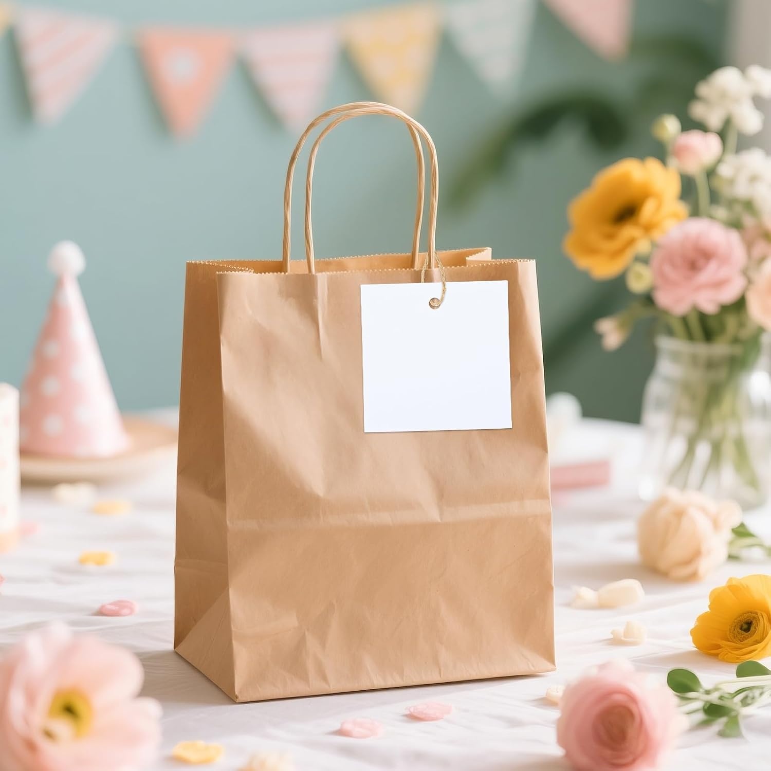 image:imageG2PLUS 100PCS White Gift Tags with String100PCS Square Paper Tags 25x25 inches Large Blank Haning Label Tag for Wedding Birthday Christmas Party Favors25 x 25 inches