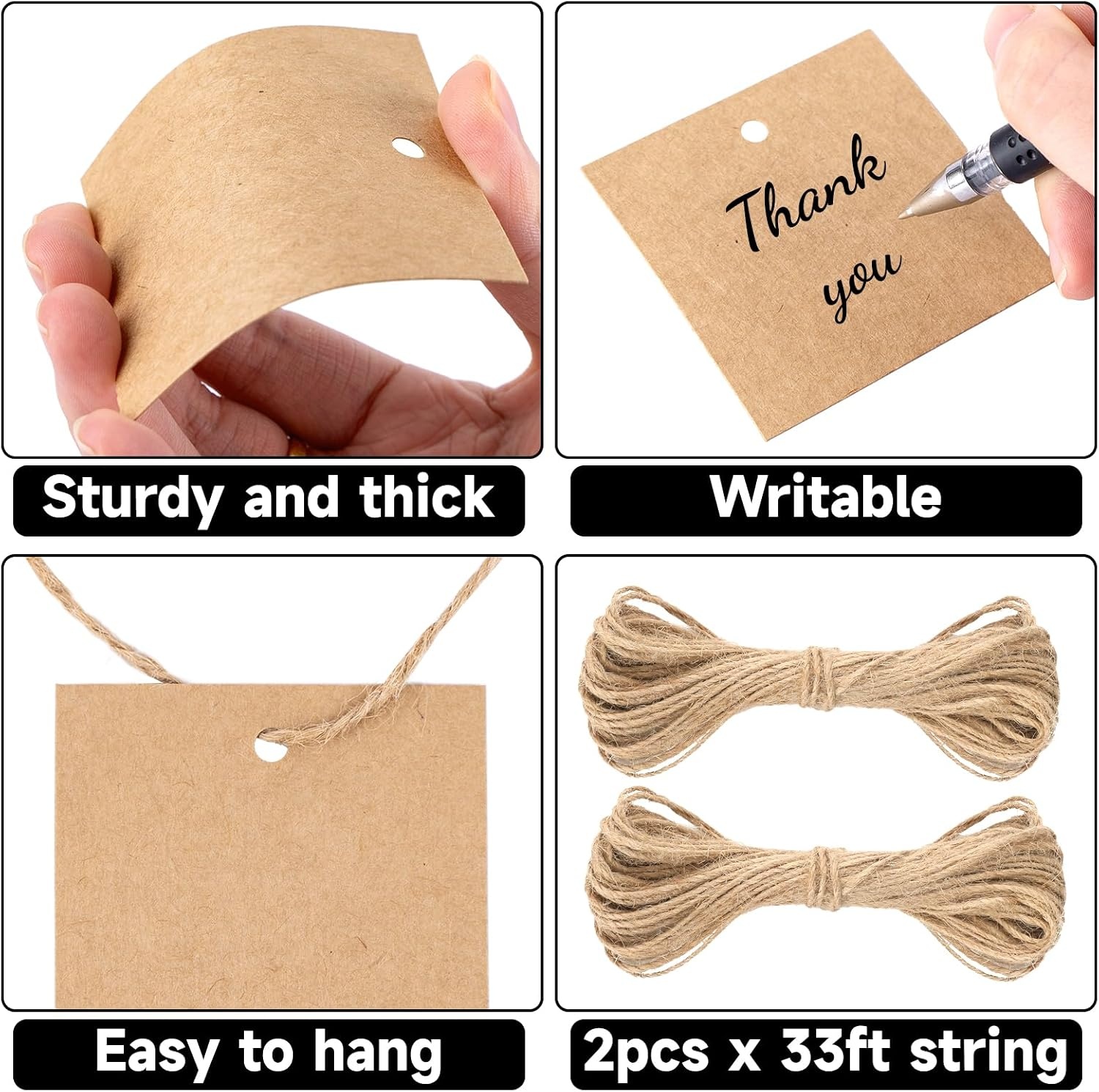 image:imageG2PLUS 100PCS White Gift Tags with String100PCS Square Paper Tags 25x25 inches Large Blank Haning Label Tag for Wedding Birthday Christmas Party Favors25 x 25 inches