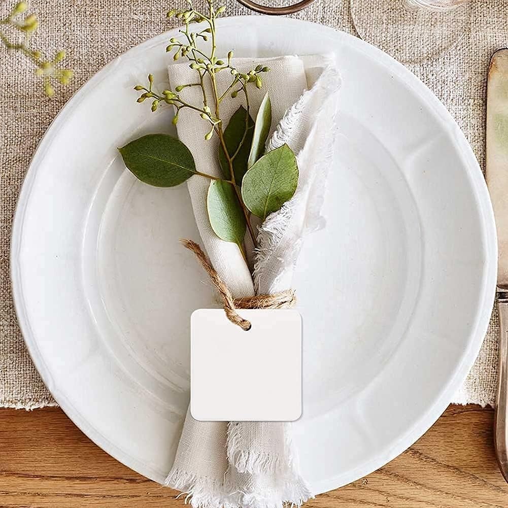 image:imageG2PLUS 100PCS White Gift Tags with String100PCS Square Paper Tags 25x25 inches Large Blank Haning Label Tag for Wedding Birthday Christmas Party Favors22 x 22 inches