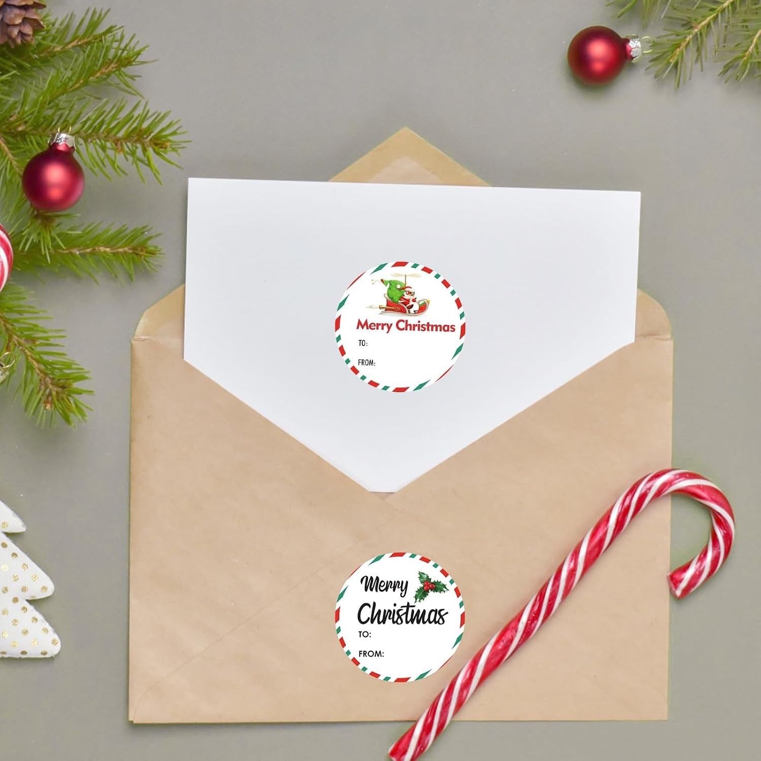 image:imageG2PLUS 120PCS Christmas Gift Name Stickers 6 Styles Merry Christmas Stickers 2 Round Xmas Gift Tags Sticker Xmas Santa Claus Label for Cards Envelope SealsRed GreenRed Green