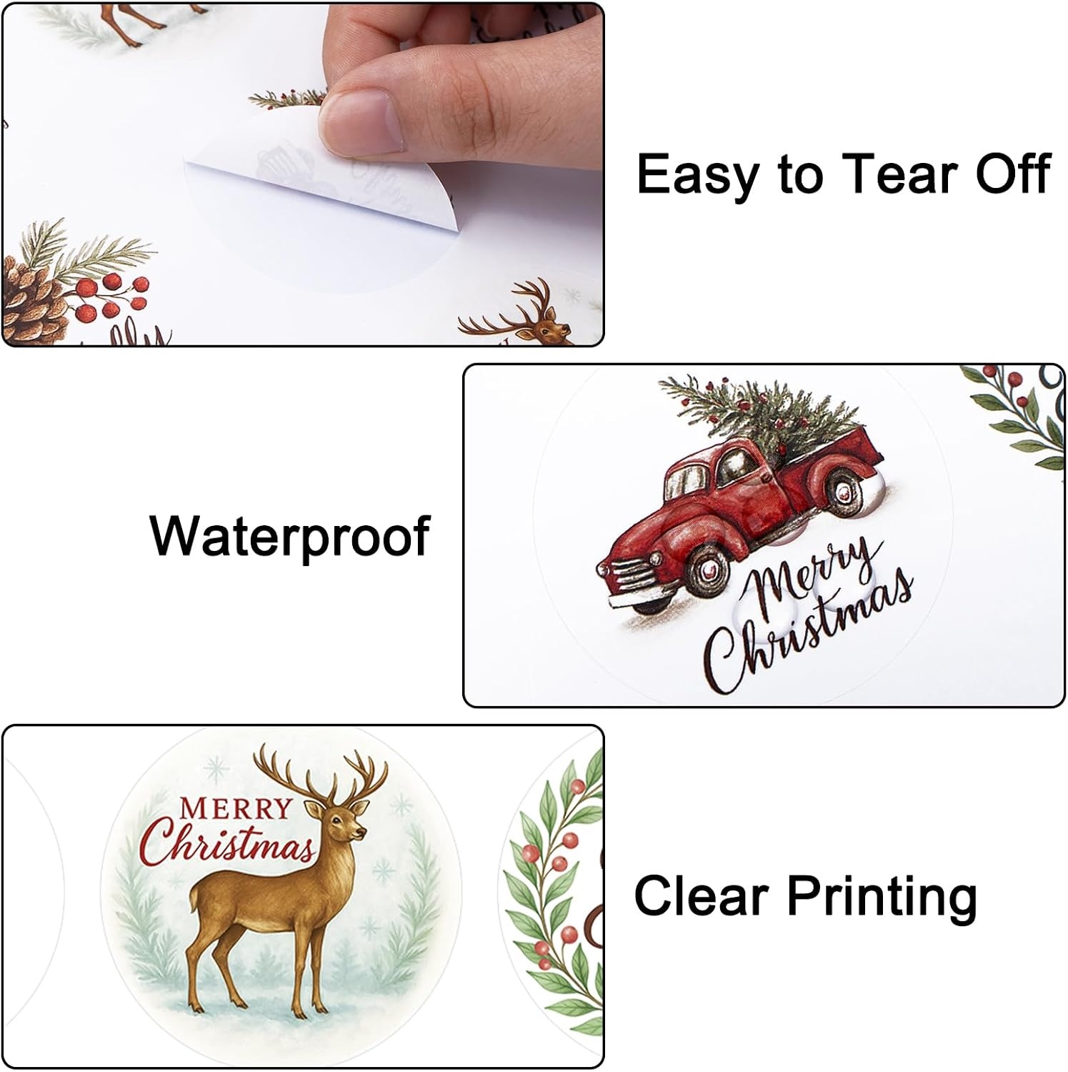 image:imageG2PLUS 120PCS Christmas Gift Name Stickers 6 Styles Merry Christmas Stickers 2 Round Xmas Gift Tags Sticker Xmas Santa Claus Label for Cards Envelope SealsRed GreenVintage Red Green