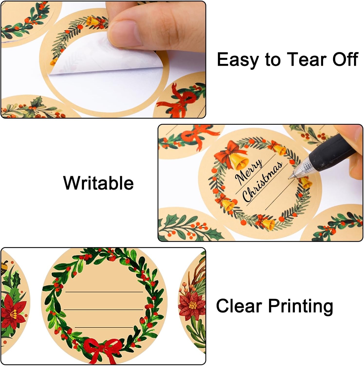 image:imageG2PLUS 120PCS Christmas Gift Name Stickers 6 Styles Merry Christmas Stickers 2 Round Xmas Gift Tags Sticker Xmas Santa Claus Label for Cards Envelope SealsRed GreenBrown Green Red