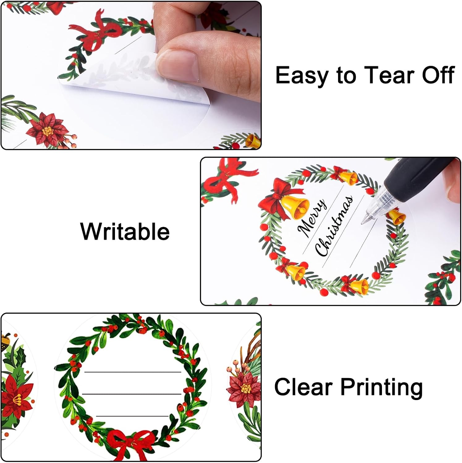 image:imageG2PLUS 120PCS Christmas Gift Name Stickers 6 Styles Merry Christmas Stickers 2 Round Xmas Gift Tags Sticker Xmas Santa Claus Label for Cards Envelope SealsRed GreenWhite Green Red