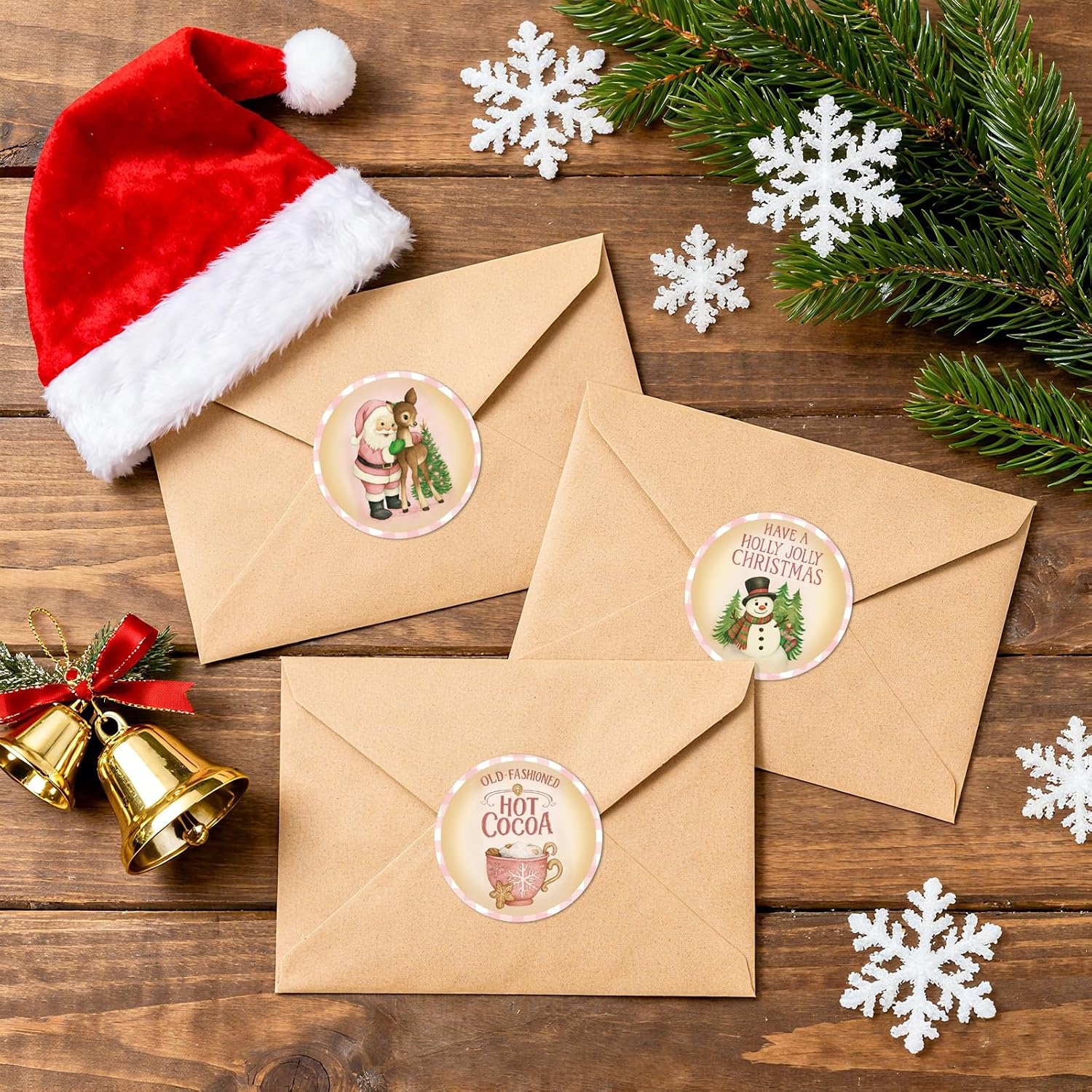 image:imageG2PLUS 120PCS Christmas Gift Name Stickers 6 Styles Merry Christmas Stickers 2 Round Xmas Gift Tags Sticker Xmas Santa Claus Label for Cards Envelope SealsRed GreenPink