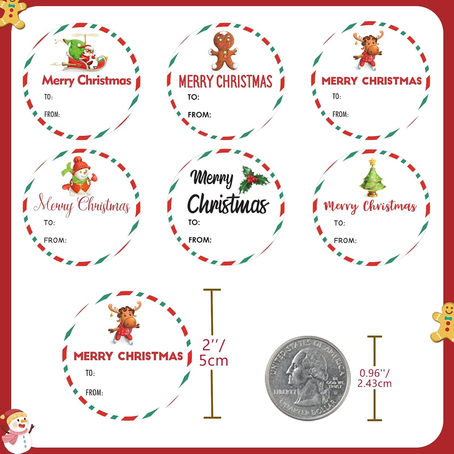 image:imageG2PLUS 120PCS Christmas Gift Name Stickers 6 Styles Merry Christmas Stickers 2 Round Xmas Gift Tags Sticker Xmas Santa Claus Label for Cards Envelope SealsRed GreenRed Green