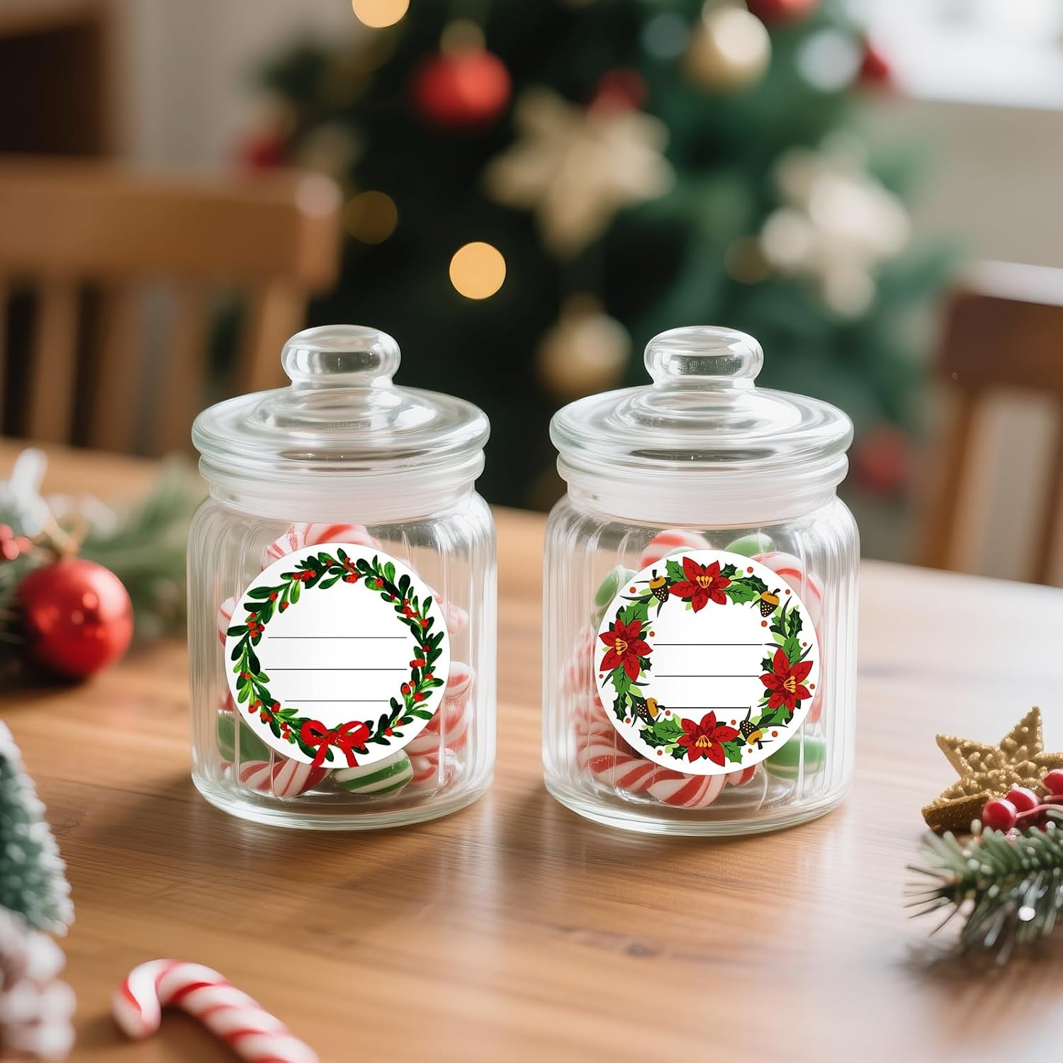 image:imageG2PLUS 120PCS Christmas Gift Name Stickers 6 Styles Merry Christmas Stickers 2 Round Xmas Gift Tags Sticker Xmas Santa Claus Label for Cards Envelope SealsRed GreenWhite Green Red