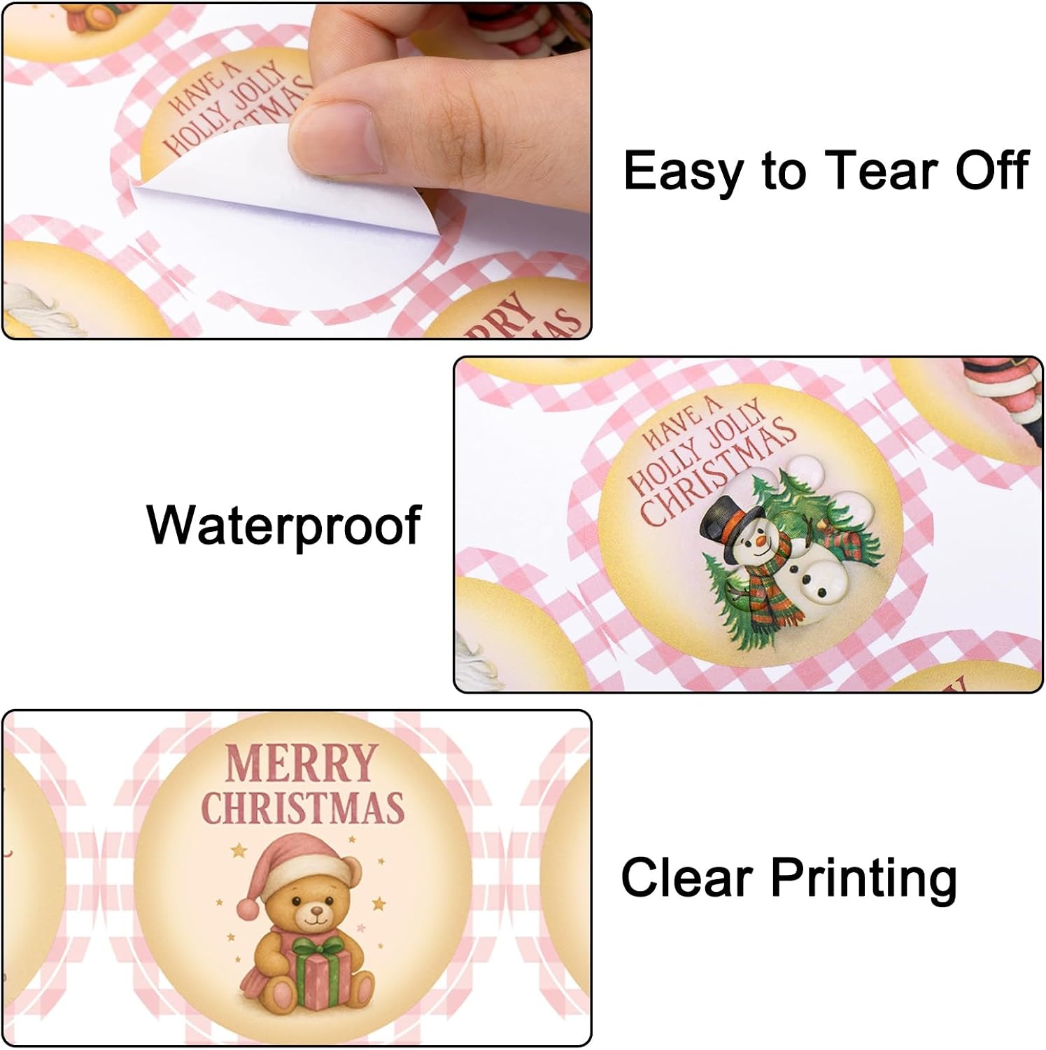 image:imageG2PLUS 120PCS Christmas Gift Name Stickers 6 Styles Merry Christmas Stickers 2 Round Xmas Gift Tags Sticker Xmas Santa Claus Label for Cards Envelope SealsRed GreenPink