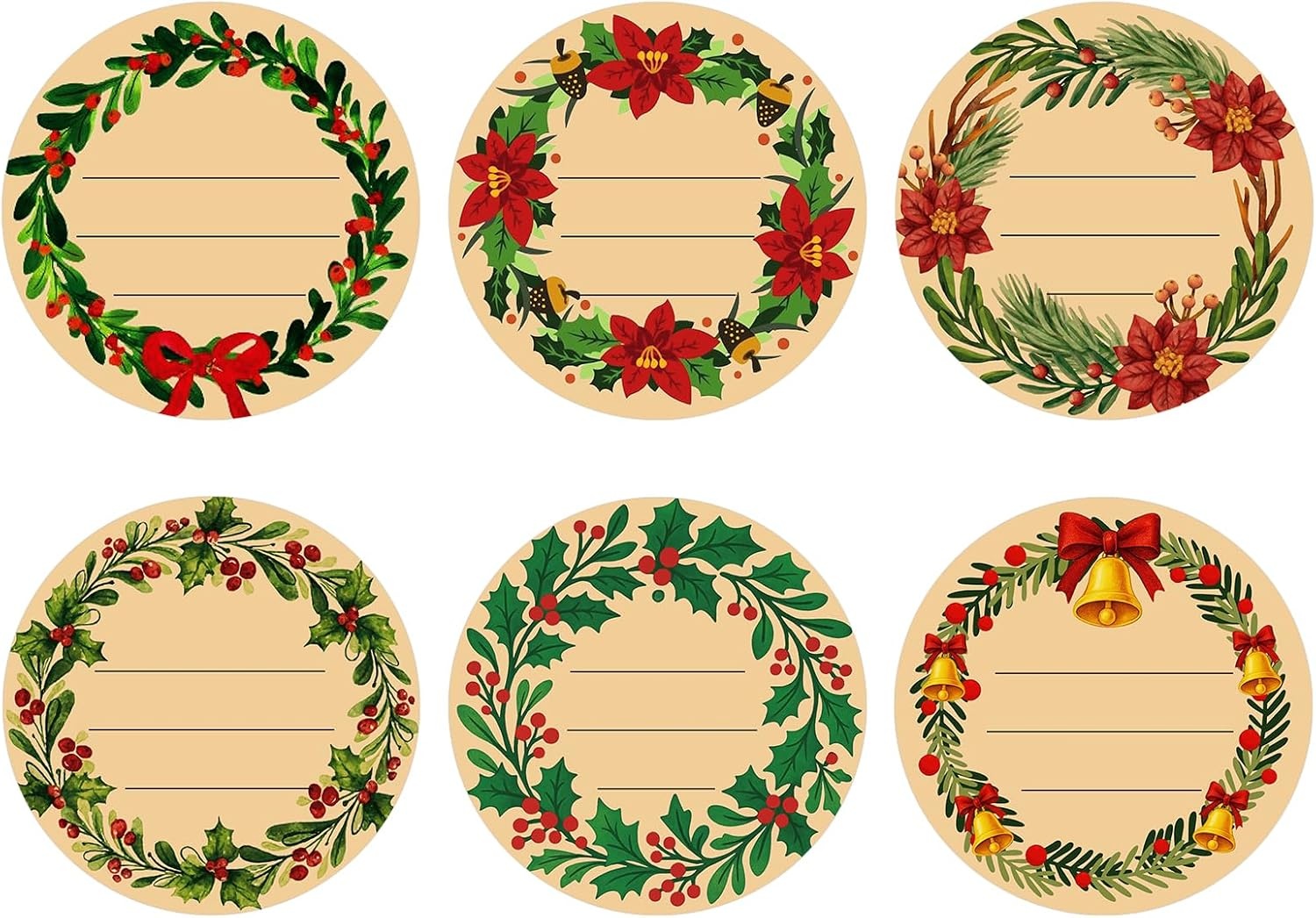 image:imageG2PLUS 120PCS Christmas Gift Name Stickers 6 Styles Merry Christmas Stickers 2 Round Xmas Gift Tags Sticker Xmas Santa Claus Label for Cards Envelope SealsRed GreenBrown Green Red