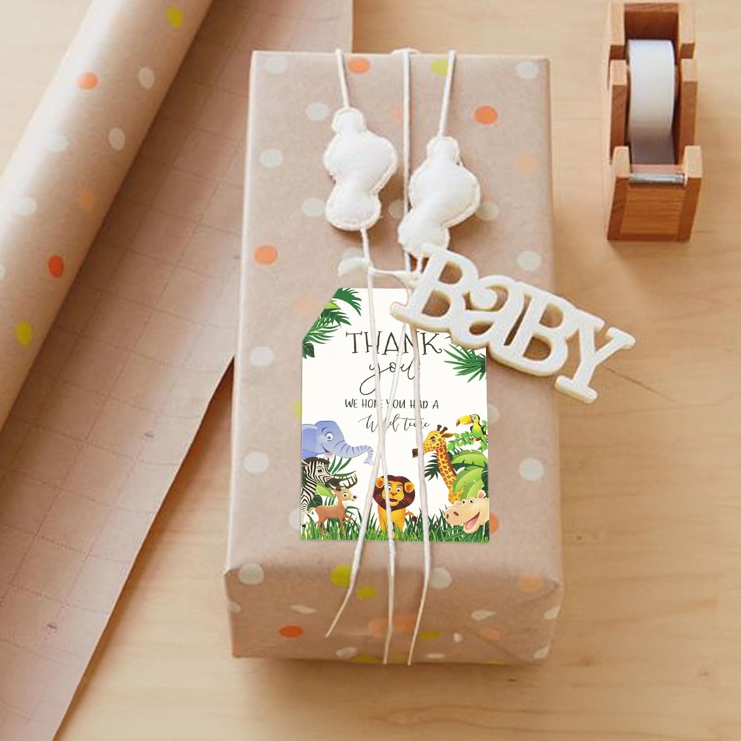 image:imageG2PLUS 50Pcs A Gift for You Tags  33x22 in White Paper Name Tags with String Gift Wrapping Hangtag for Wedding Baby Shower Birthday ChristmasAnimalThank You