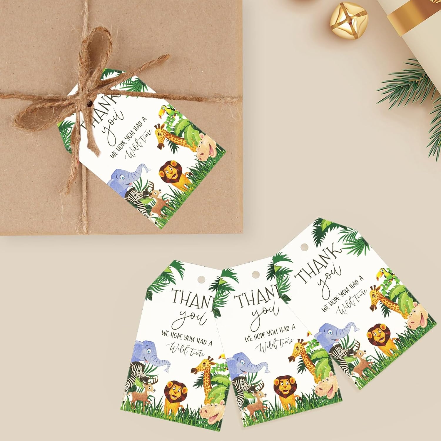 image:imageG2PLUS 50Pcs A Gift for You Tags  33x22 in White Paper Name Tags with String Gift Wrapping Hangtag for Wedding Baby Shower Birthday ChristmasAnimalThank You