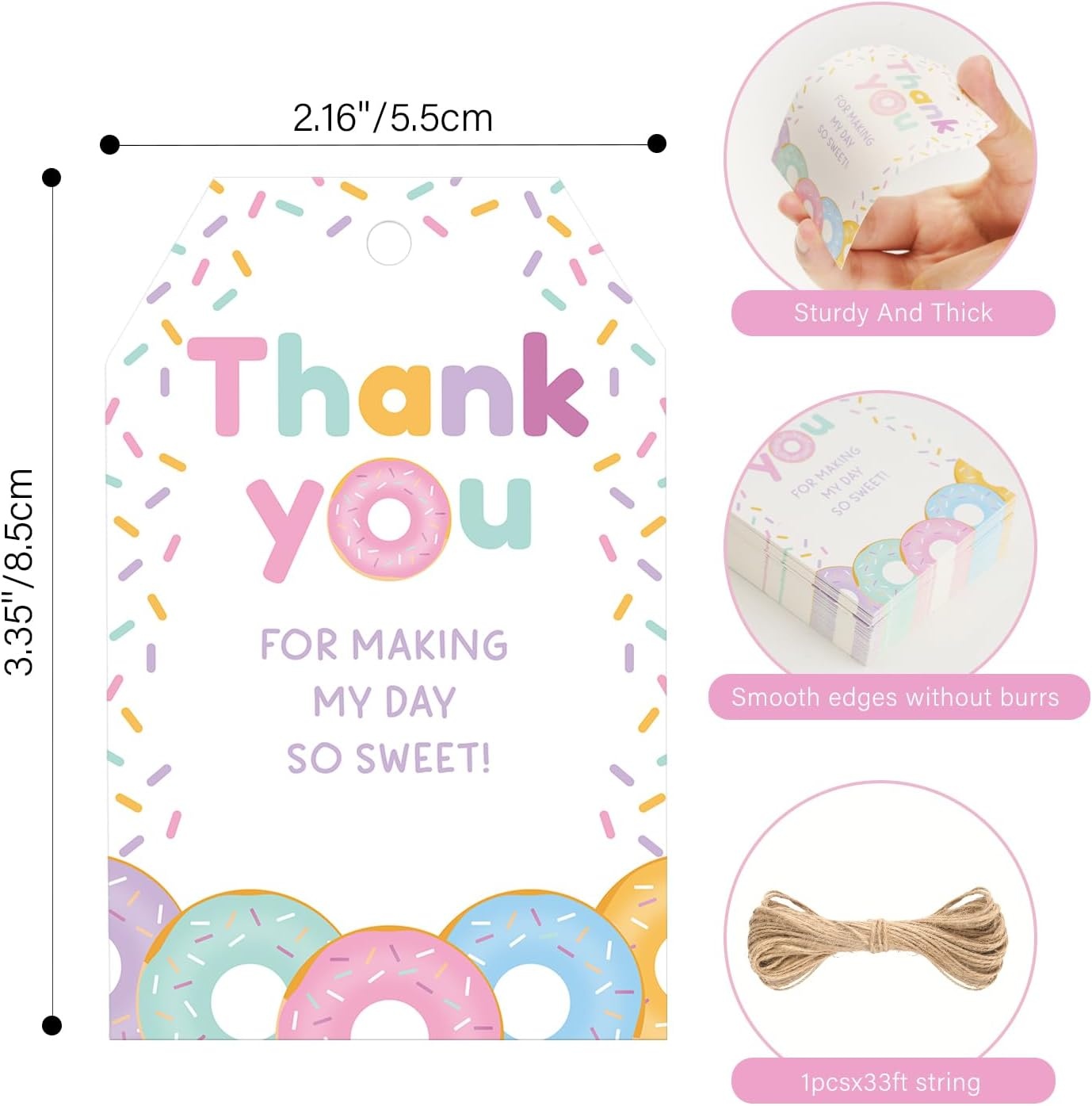 image:imageG2PLUS 50Pcs A Gift for You Tags  33x22 in White Paper Name Tags with String Gift Wrapping Hangtag for Wedding Baby Shower Birthday ChristmasDonutThank You