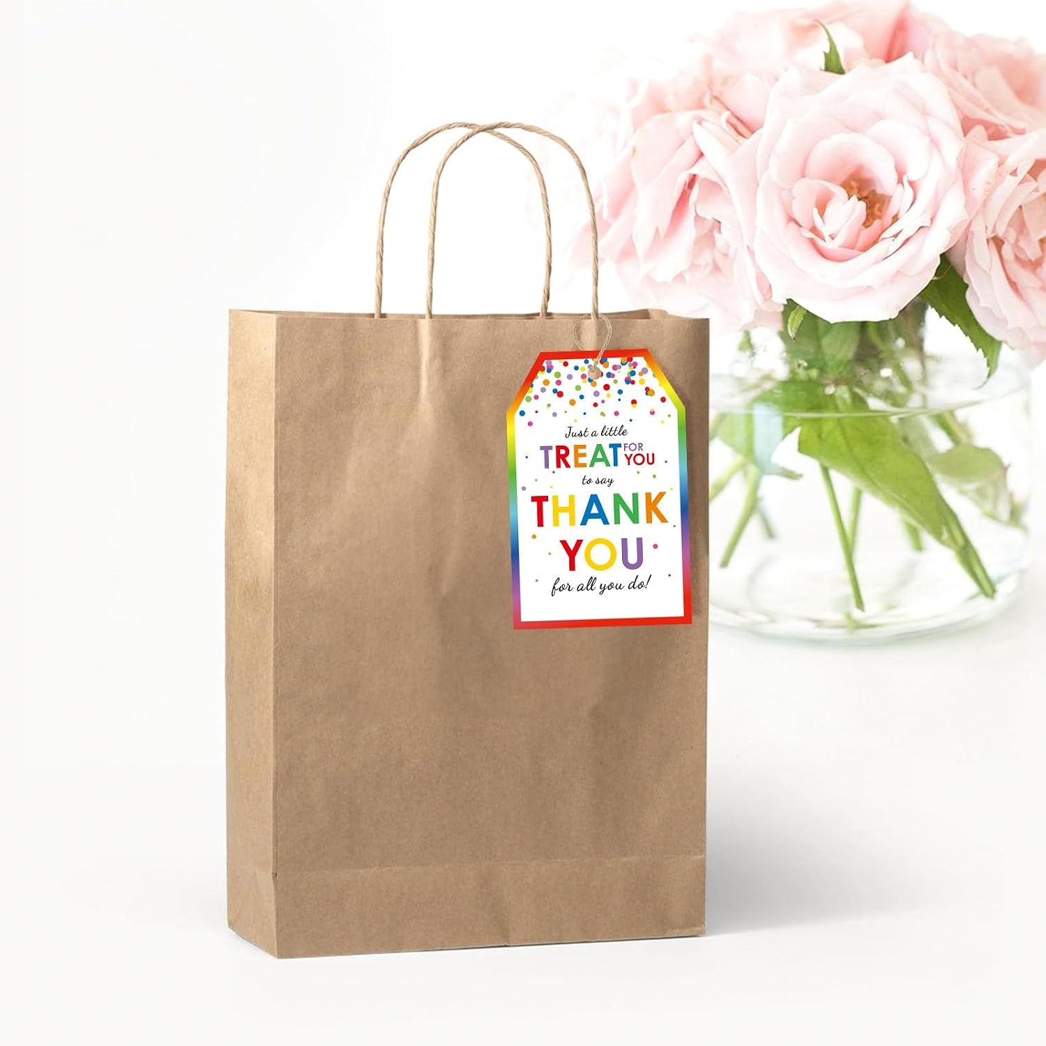 image:imageG2PLUS 50Pcs A Gift for You Tags  33x22 in White Paper Name Tags with String Gift Wrapping Hangtag for Wedding Baby Shower Birthday ChristmasDotsThank You