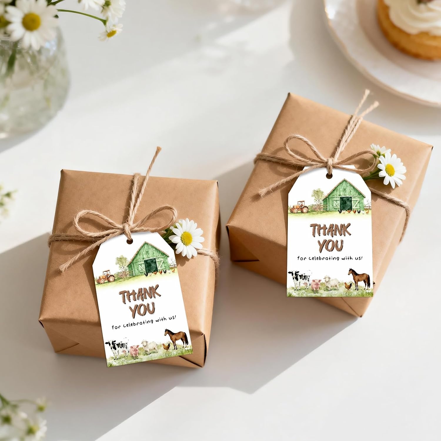 image:imageG2PLUS 50Pcs A Gift for You Tags  33x22 in White Paper Name Tags with String Gift Wrapping Hangtag for Wedding Baby Shower Birthday ChristmasFarm Thank You
