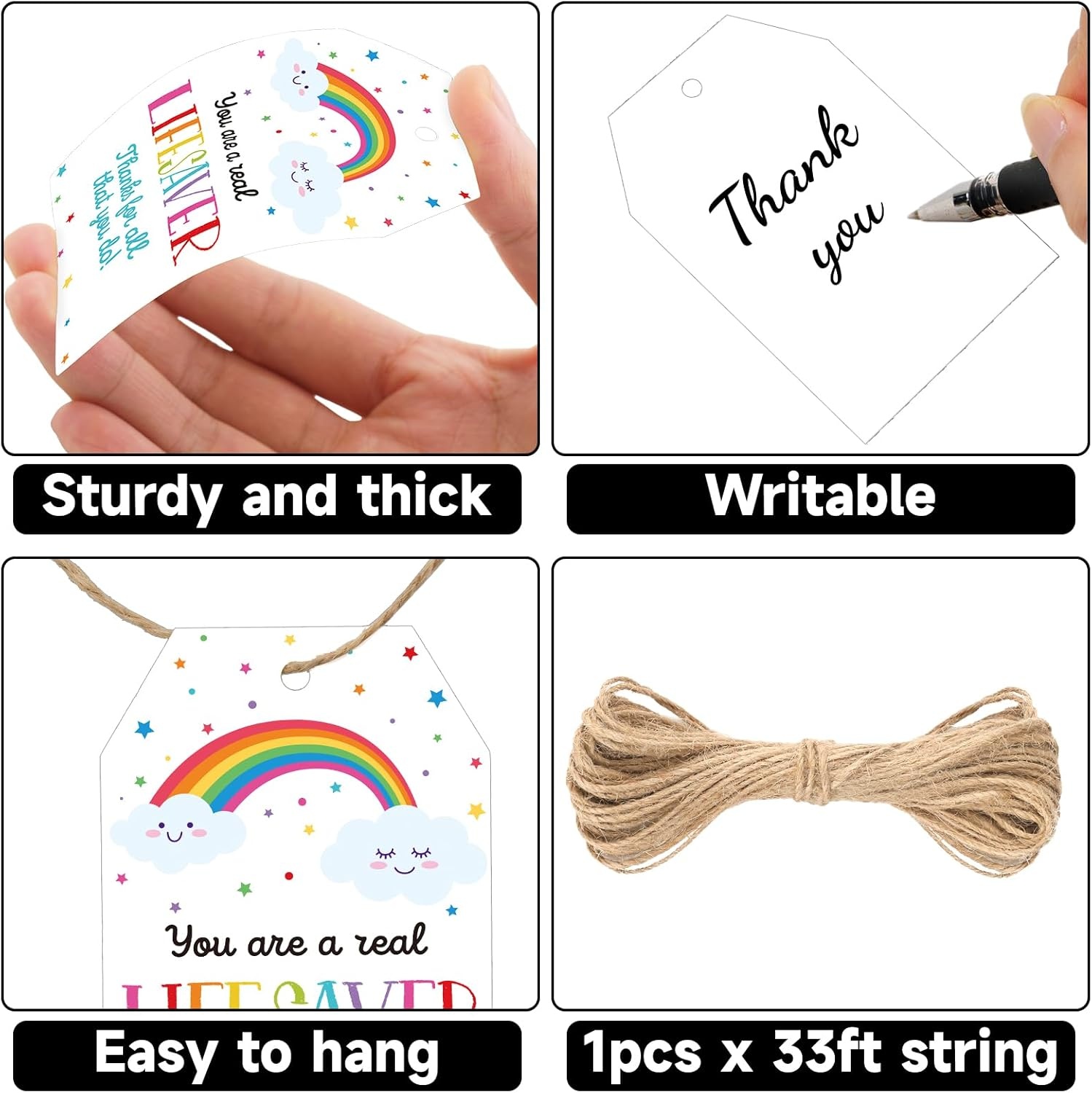 image:imageG2PLUS 50Pcs A Gift for You Tags  33x22 in White Paper Name Tags with String Gift Wrapping Hangtag for Wedding Baby Shower Birthday ChristmasLifesaverThank You