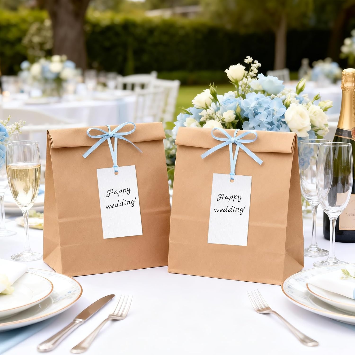 image:imageG2PLUS 50Pcs Name Place Cards  Wedding Place Cards with Champagne Gold Ribbon Blank Paper Gift Tags 35x2 Inches for Wedding Favors Bridal Shower amp Party Table SettingBlue
