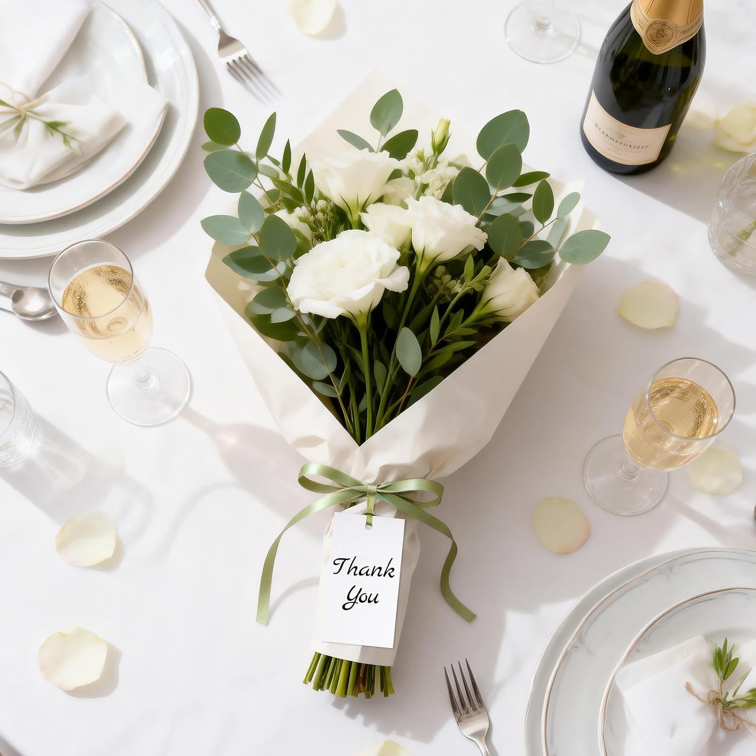 image:imageG2PLUS 50Pcs Name Place Cards  Wedding Place Cards with Champagne Gold Ribbon Blank Paper Gift Tags 35x2 Inches for Wedding Favors Bridal Shower amp Party Table SettingSage Green