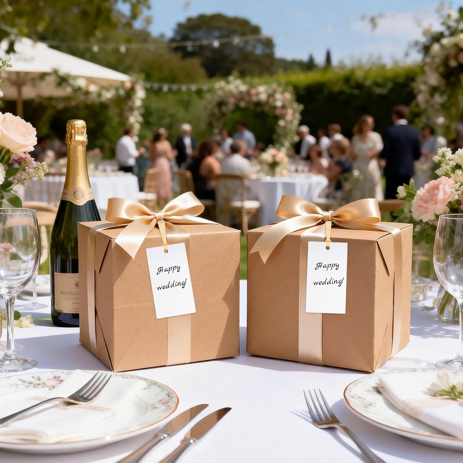 image:imageG2PLUS 50Pcs Name Place Cards  Wedding Place Cards with Champagne Gold Ribbon Blank Paper Gift Tags 35x2 Inches for Wedding Favors Bridal Shower amp Party Table SettingChampagne Gold