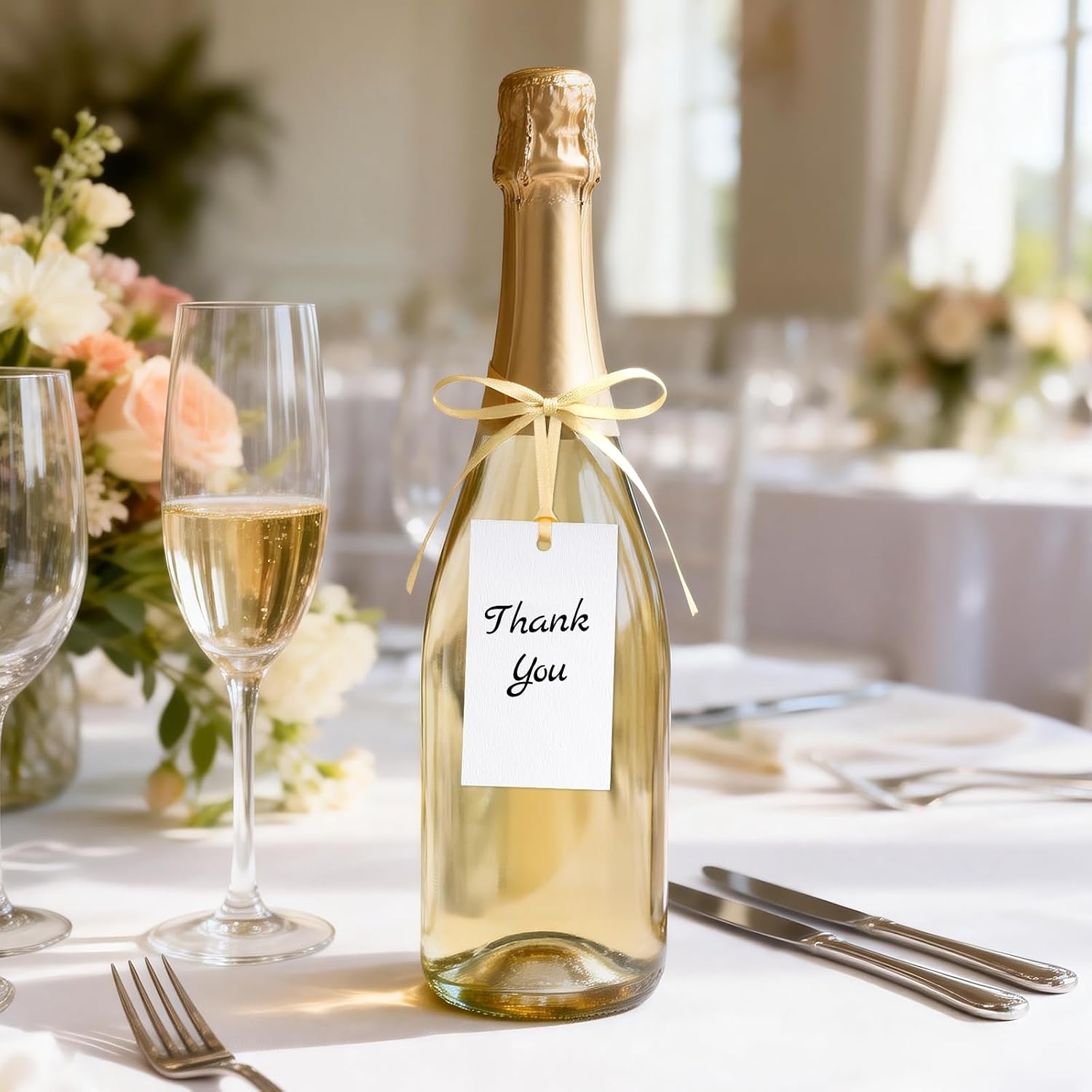 image:imageG2PLUS 50Pcs Name Place Cards  Wedding Place Cards with Champagne Gold Ribbon Blank Paper Gift Tags 35x2 Inches for Wedding Favors Bridal Shower amp Party Table SettingChampagne Gold