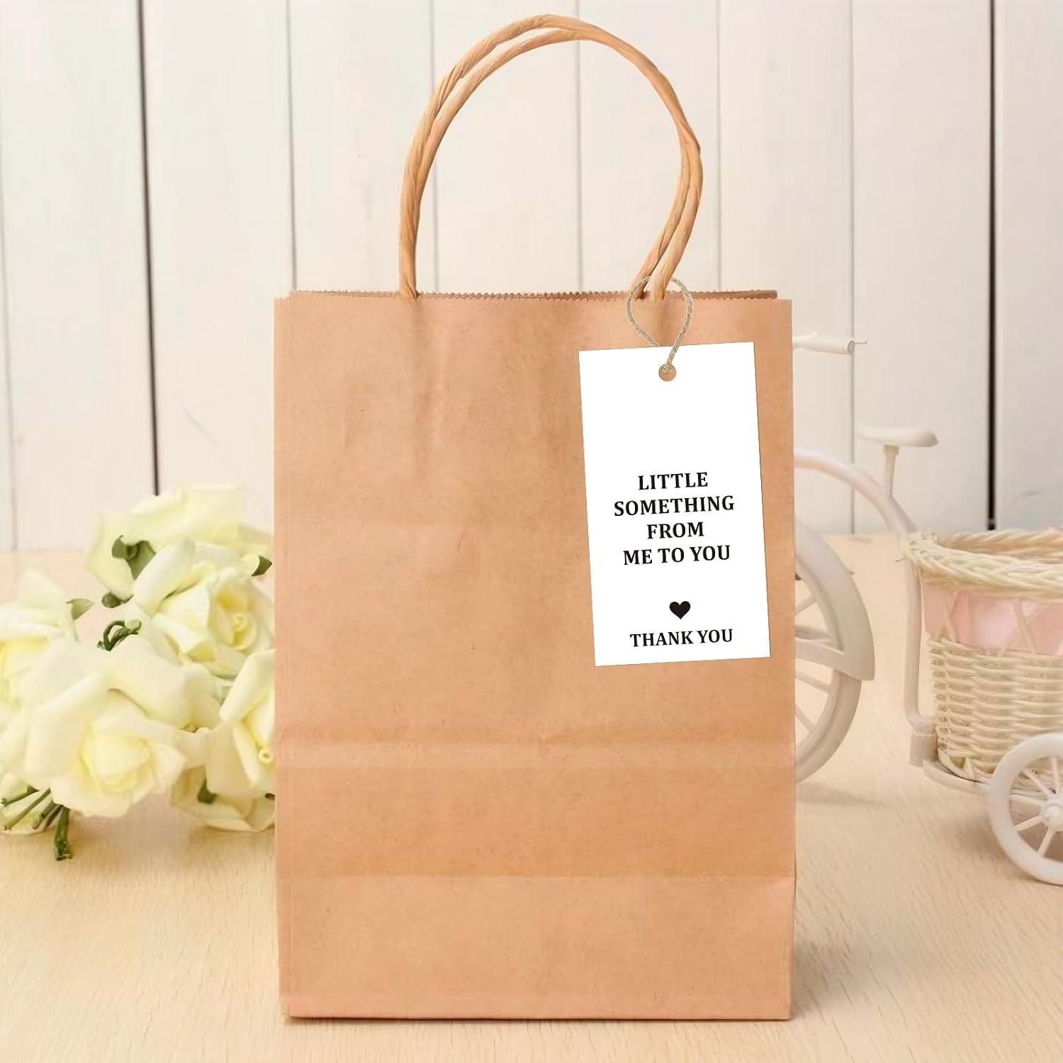 image:imageG2PLUS 50Pcs Thank You Tags  White Black Little Something from Me to You Thank You Paper Gift Tags with String for Gift Wrapping DIY Crafts Wedding Party Favors