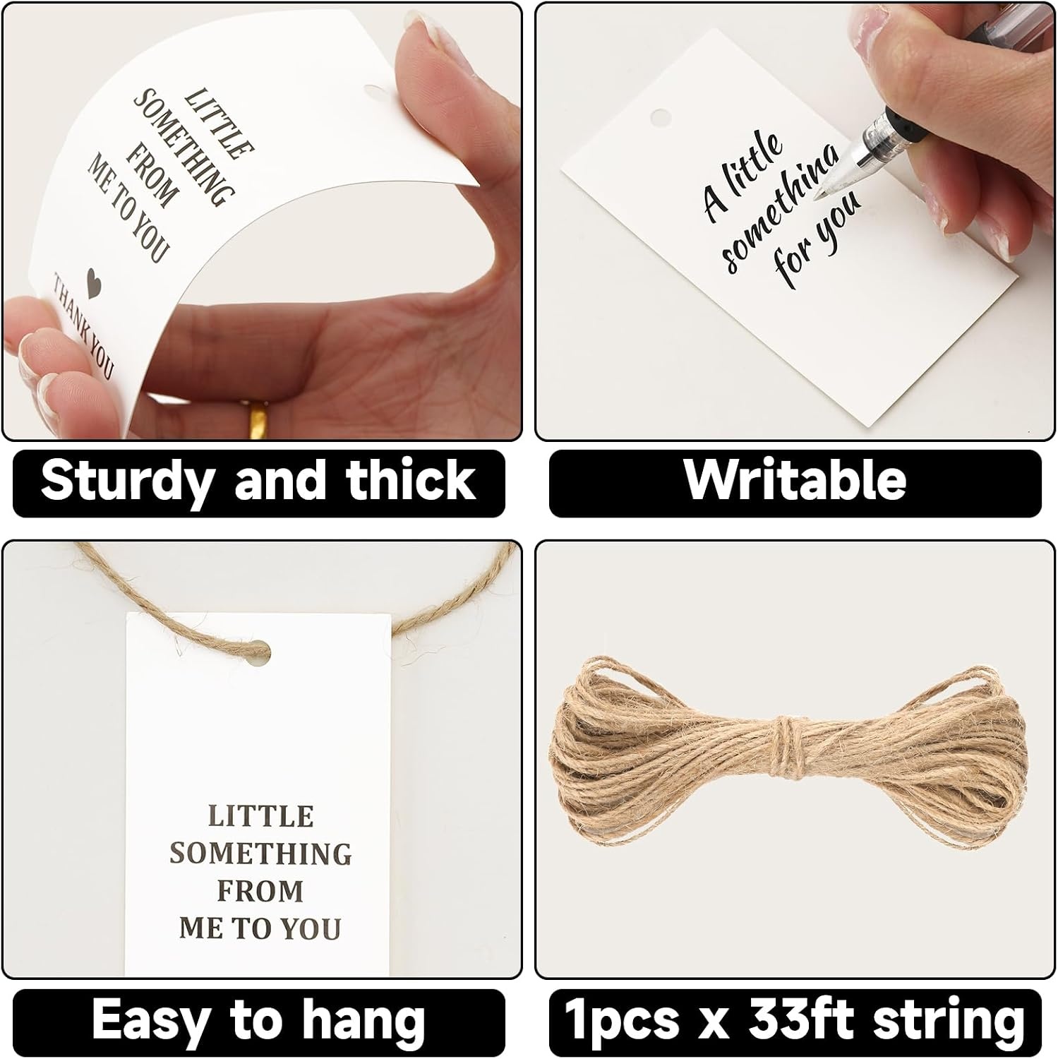 image:imageG2PLUS 50Pcs Thank You Tags  White Black Little Something from Me to You Thank You Paper Gift Tags with String for Gift Wrapping DIY Crafts Wedding Party Favors