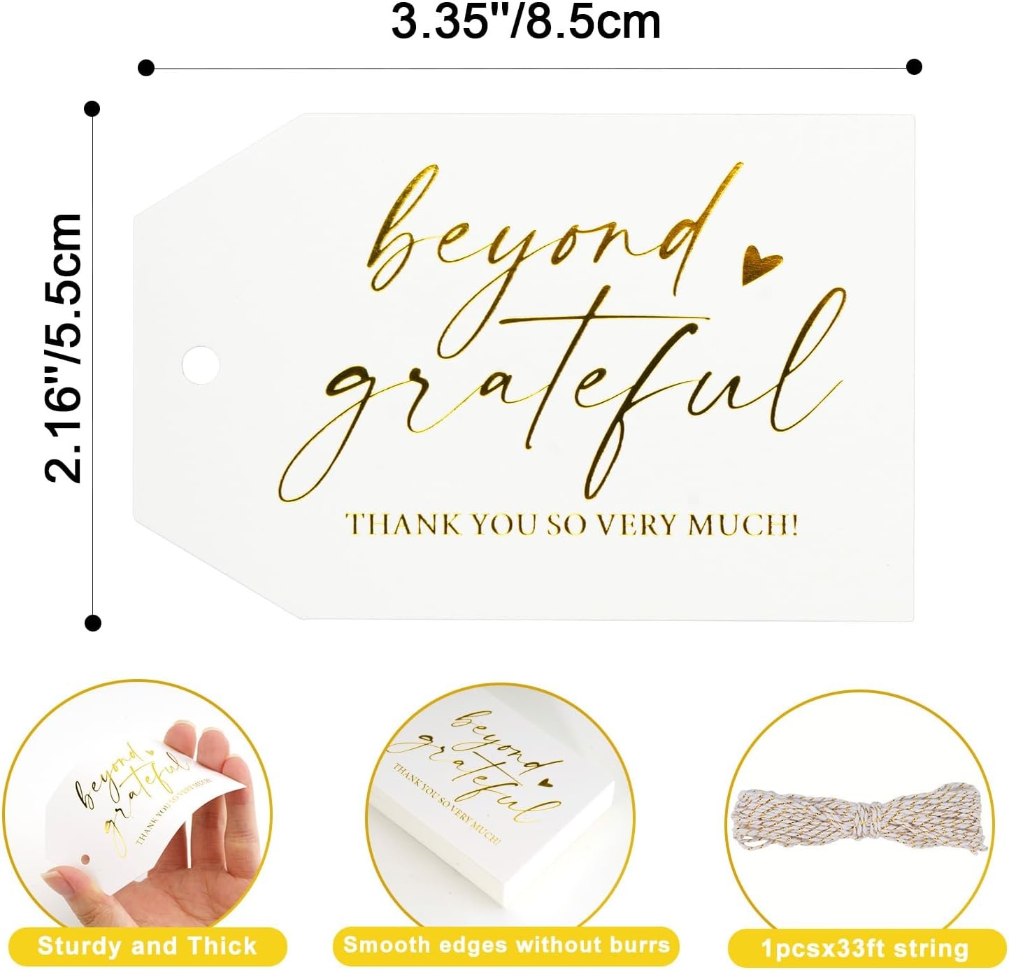 image:imageG2PLUS Beyond Grateful Thank You Tags50PCS White Paper Thank You So Very Much Tags with String 2x3 in for Wedding Baby Shower Birthday Fall Holiday Party FavorsMothers DayGold Heart