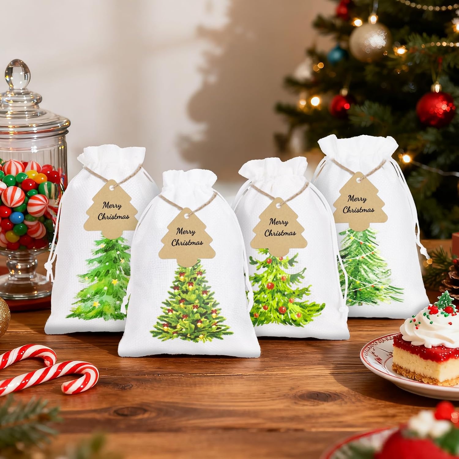 image:imageG2PLUS Christmas Drawstring Burlap Gift Bags  24 Pack Christmas Advent Calendar Bags 8 Designs 46 inches Goodie Gift Bag with Xmas Tree Tags for Xmas Holiday Party Favors5X7 Christmas Tree