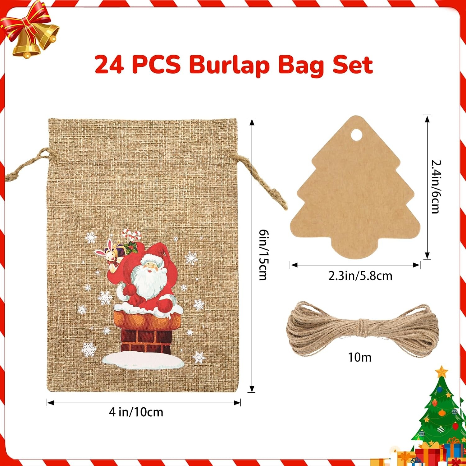 image:imageG2PLUS Christmas Drawstring Burlap Gift Bags  24 Pack Christmas Advent Calendar Bags 8 Designs 46 inches Goodie Gift Bag with Xmas Tree Tags for Xmas Holiday Party Favors4X6 Snowman