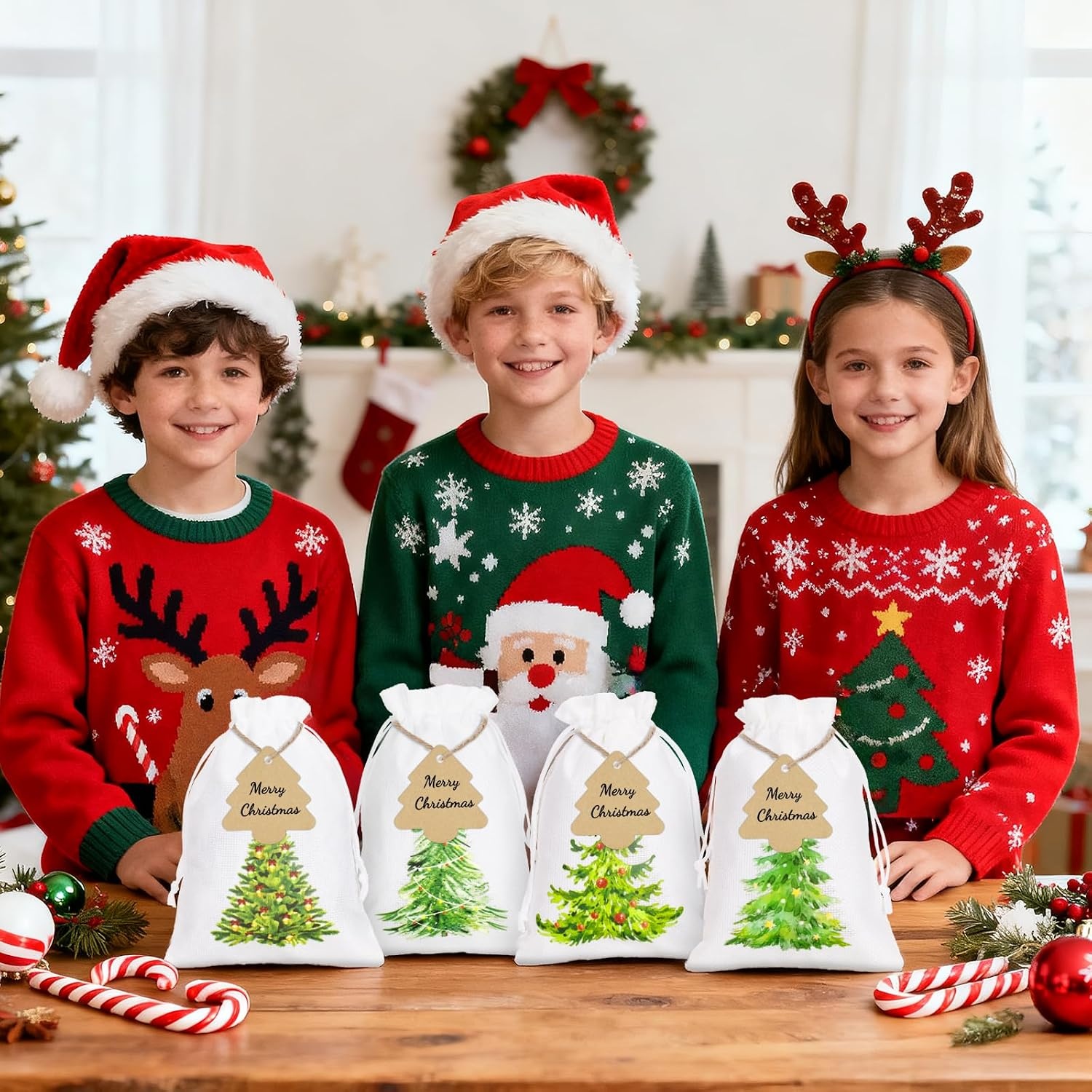 image:imageG2PLUS Christmas Drawstring Burlap Gift Bags  24 Pack Christmas Advent Calendar Bags 8 Designs 46 inches Goodie Gift Bag with Xmas Tree Tags for Xmas Holiday Party Favors5X7 Christmas Tree