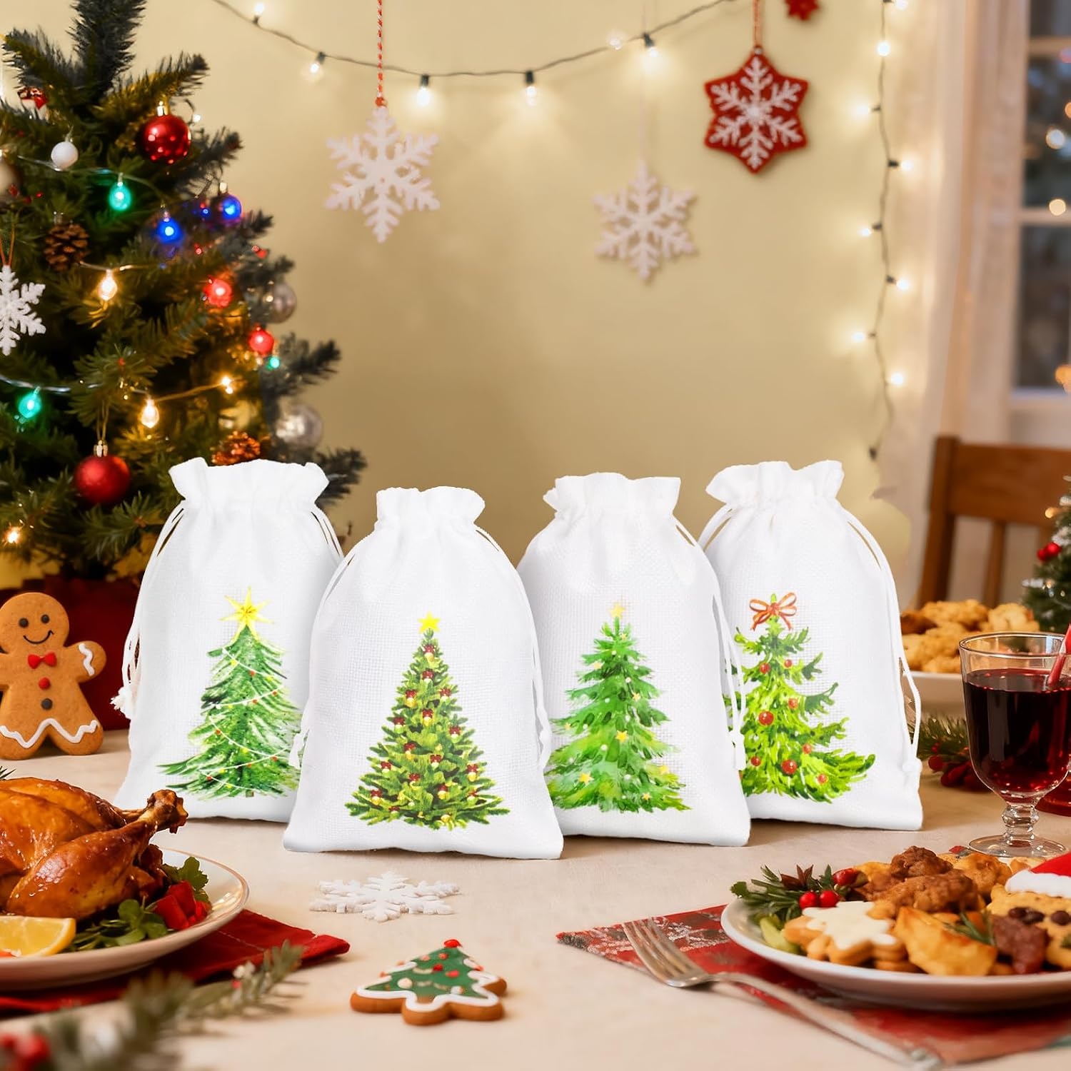 image:imageG2PLUS Christmas Drawstring Burlap Gift Bags  24 Pack Christmas Advent Calendar Bags 8 Designs 46 inches Goodie Gift Bag with Xmas Tree Tags for Xmas Holiday Party Favors5X7 Christmas Tree