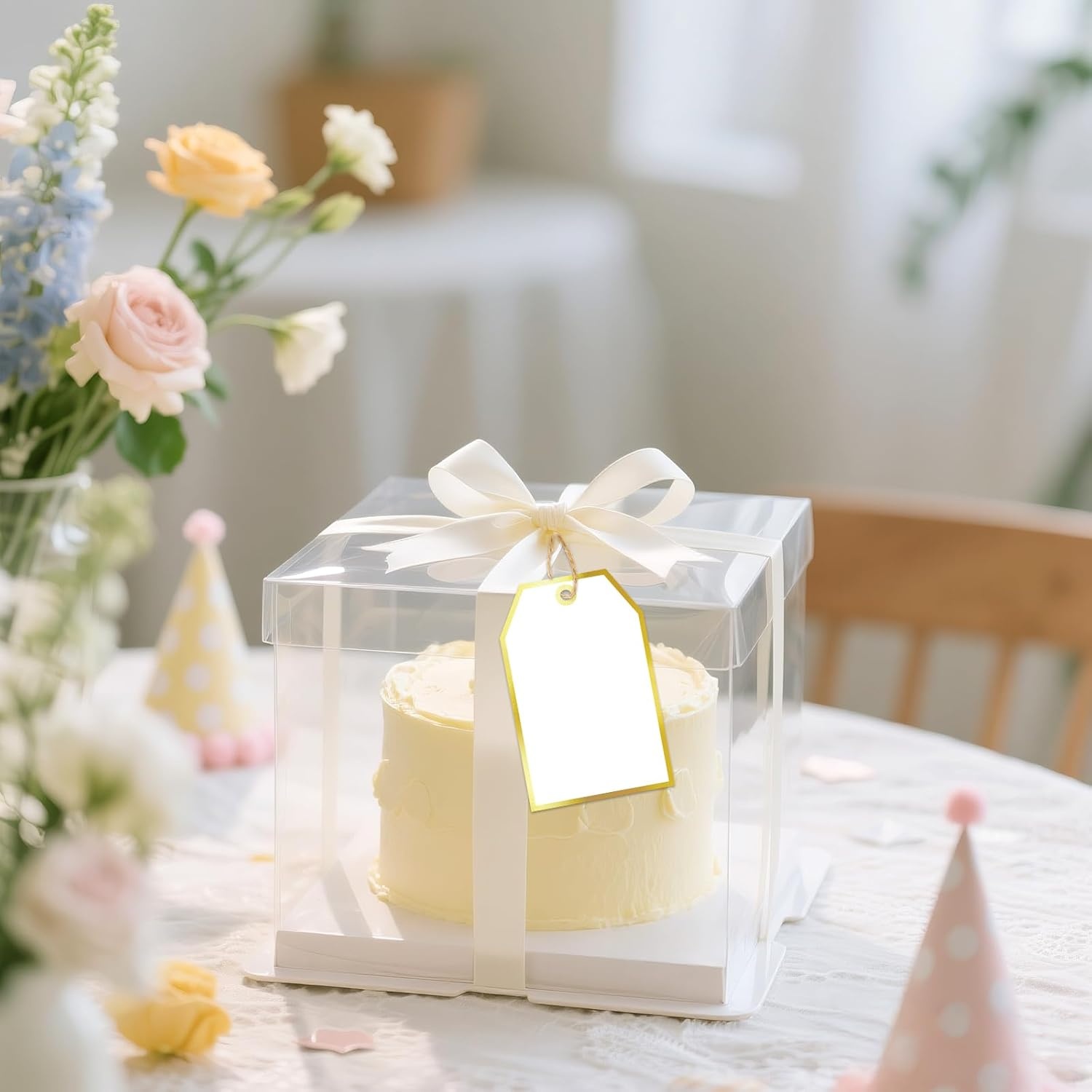 image:imageG2PLUS Gift Tags with String 100PCS White Blank Gift Wrapping Tag 33x22 in Pink Paper for Birthday Wedding Baby Bridal Shower DIY CraftGold Single Border