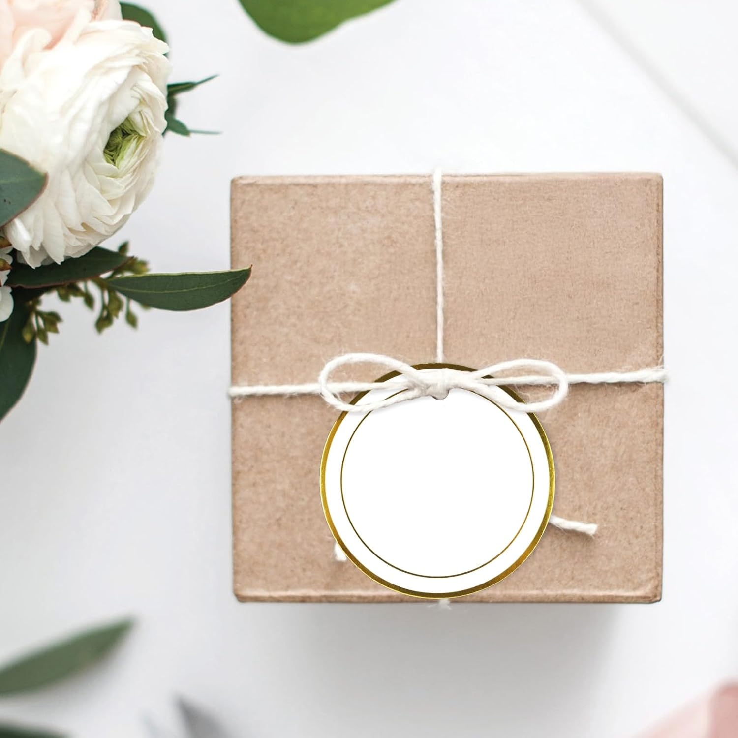 image:imageG2PLUS Gift Tags with String 100PCS White Blank Gift Wrapping Tag 33x22 in Pink Paper for Birthday Wedding Baby Bridal Shower DIY CraftRound Double Border
