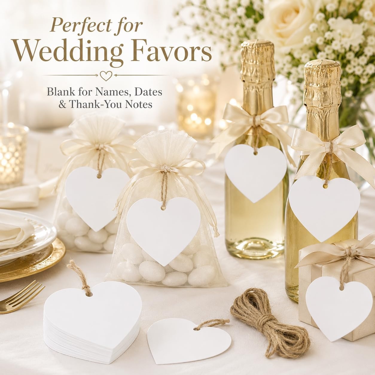 image:imageG2PLUS Heart Gift Tags with String 100PCS Heart Shaped Gift Tags 23X23 in Blank Wedding Favor Hang Tag for Gift Wrapping DIY Arts amp Crafts Valentines Mothers DayWhite