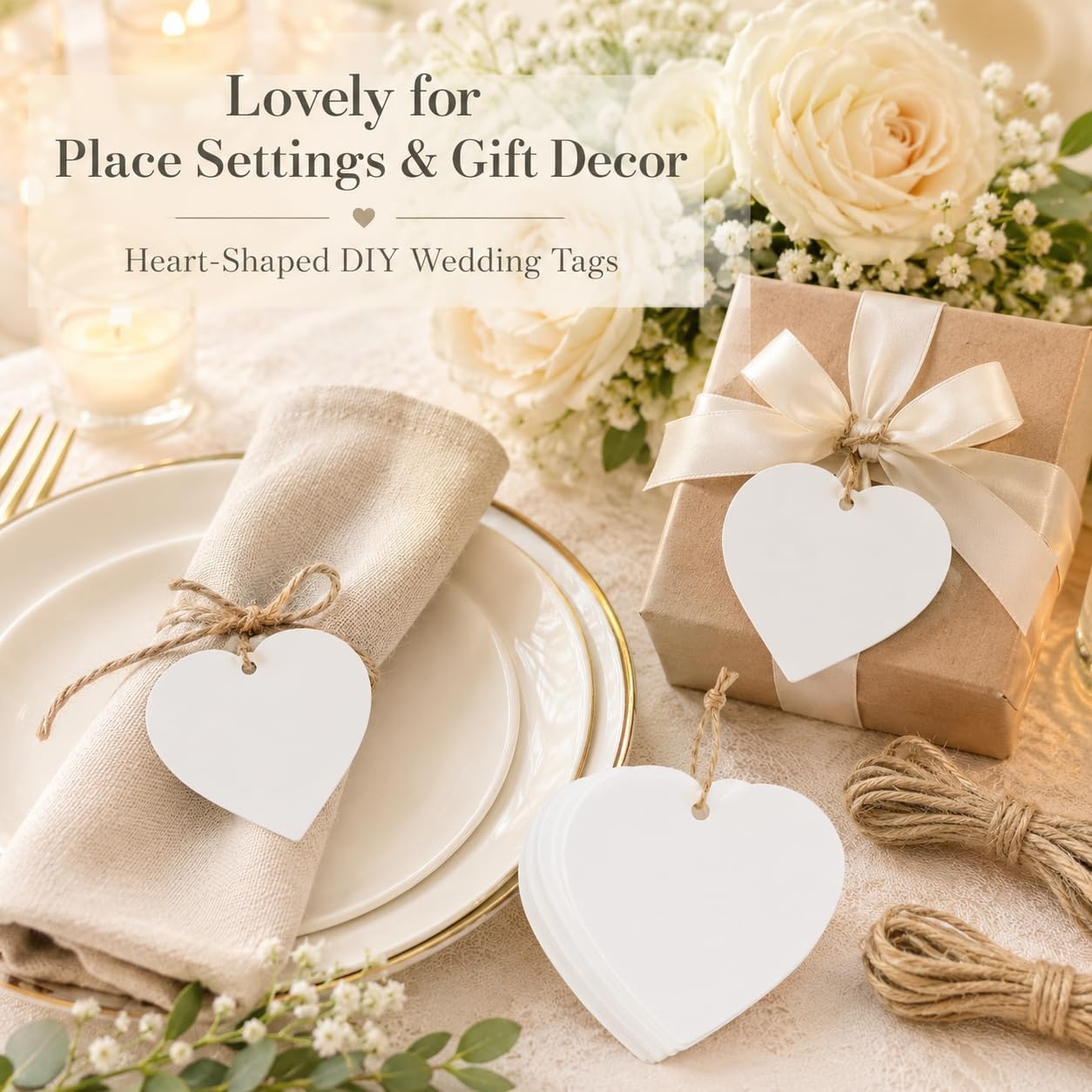 image:imageG2PLUS Heart Gift Tags with String 100PCS Heart Shaped Gift Tags 23X23 in Blank Wedding Favor Hang Tag for Gift Wrapping DIY Arts amp Crafts Valentines Mothers DayWhite