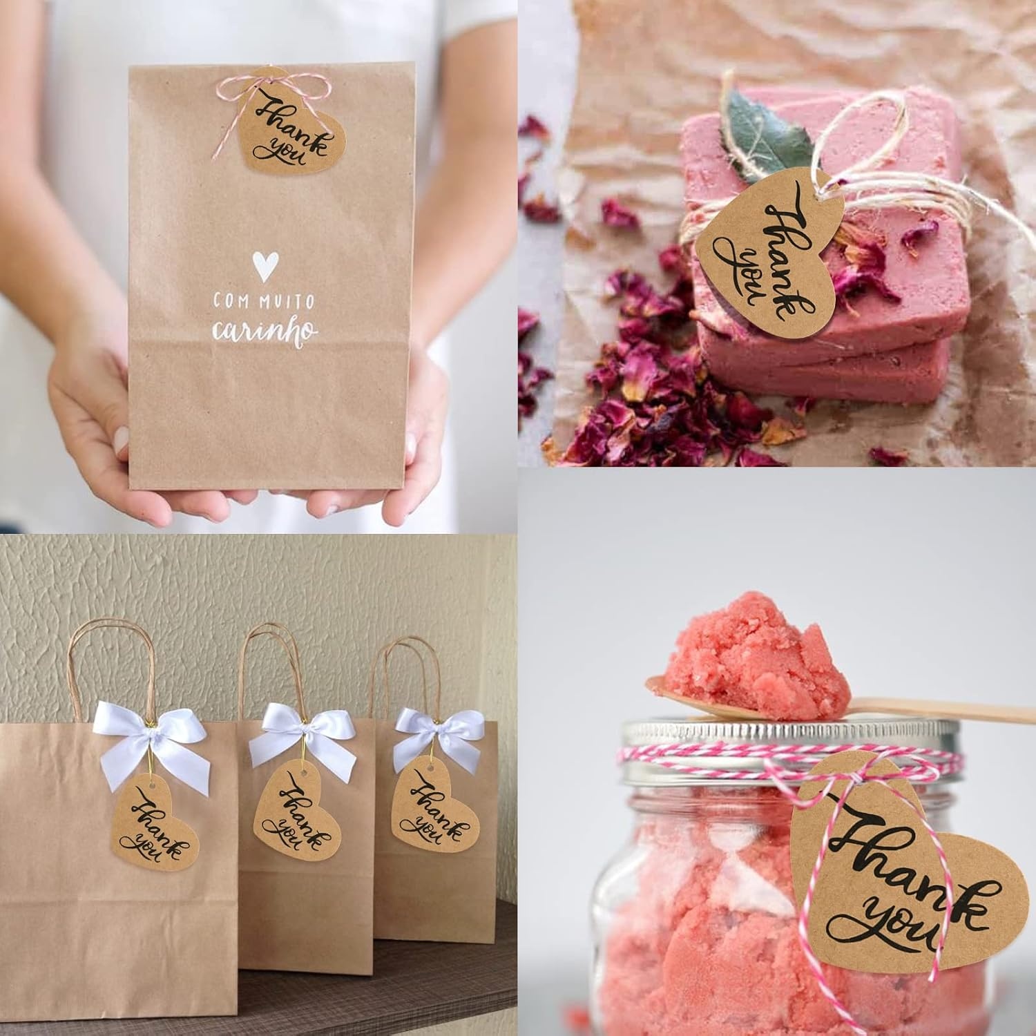 image:imageG2PLUS Heart Gift Tags with String 100PCS Heart Shaped Gift Tags 23X23 in Blank Wedding Favor Hang Tag for Gift Wrapping DIY Arts amp Crafts Valentines Mothers DayBrown Thank You