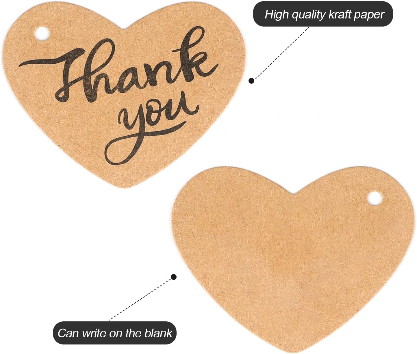image:imageG2PLUS Heart Gift Tags with String 100PCS Heart Shaped Gift Tags 23X23 in Blank Wedding Favor Hang Tag for Gift Wrapping DIY Arts amp Crafts Valentines Mothers DayBrown Thank You