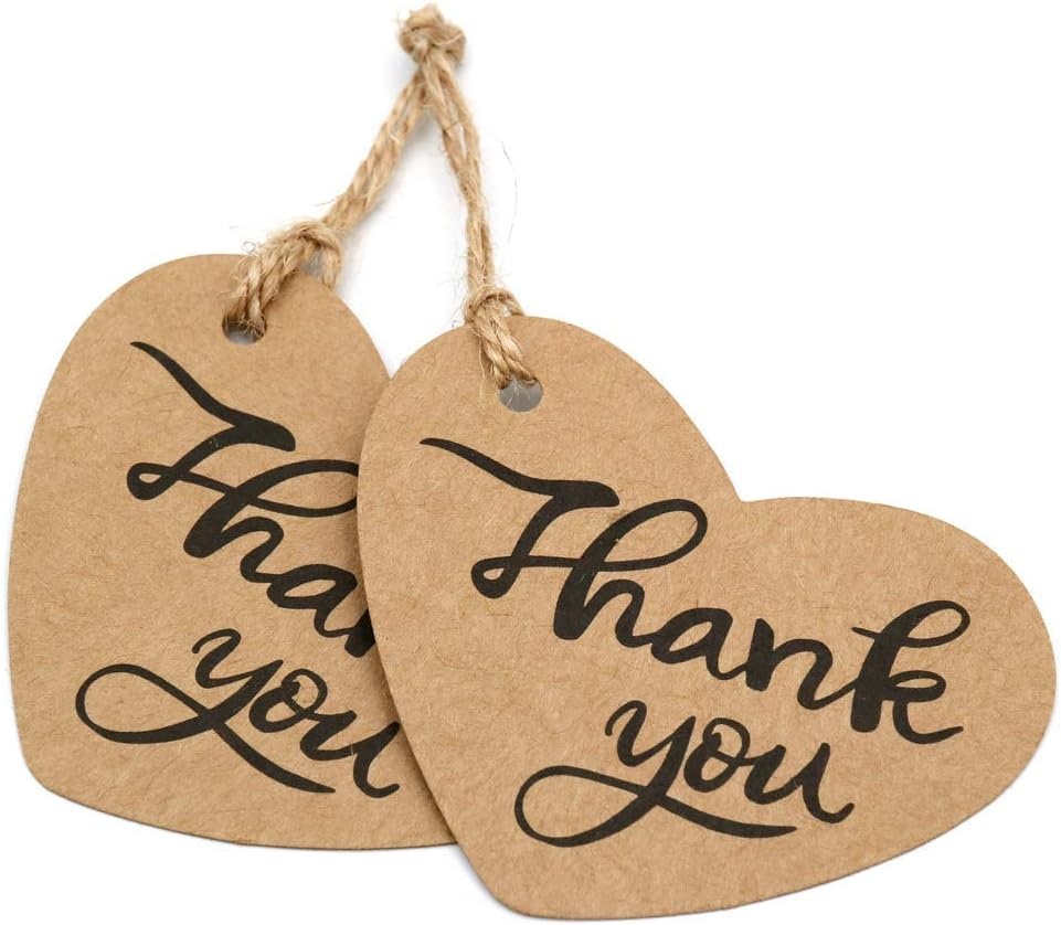 image:imageG2PLUS Heart Gift Tags with String 100PCS Heart Shaped Gift Tags 23X23 in Blank Wedding Favor Hang Tag for Gift Wrapping DIY Arts amp Crafts Valentines Mothers DayBrown Thank You