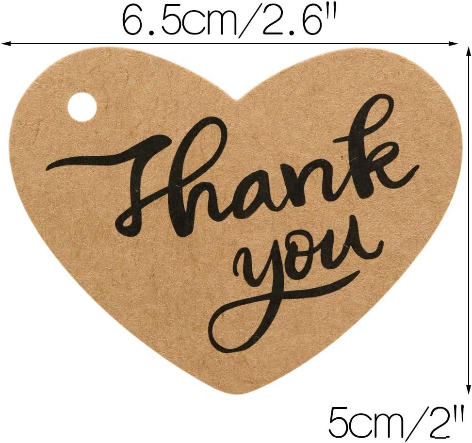 image:imageG2PLUS Heart Gift Tags with String 100PCS Heart Shaped Gift Tags 23X23 in Blank Wedding Favor Hang Tag for Gift Wrapping DIY Arts amp Crafts Valentines Mothers DayBrown Thank You