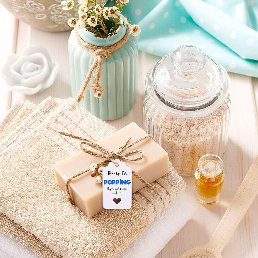 image:imageG2PLUS Kraft Paper Gift Tags Blank Bottle Tag 100PCS Vintage Mason Jar Tags Canning Labels Brown Hangtags with Natural Jute Twine for DIY and Craft Canning Jars and Party FavorsBlue Heartpopping