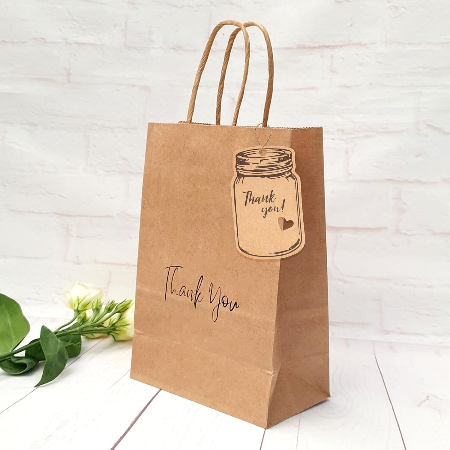 image:imageG2PLUS Kraft Paper Gift Tags Blank Bottle Tag 100PCS Vintage Mason Jar Tags Canning Labels Brown Hangtags with Natural Jute Twine for DIY and Craft Canning Jars and Party FavorsBrown Bottlethank You