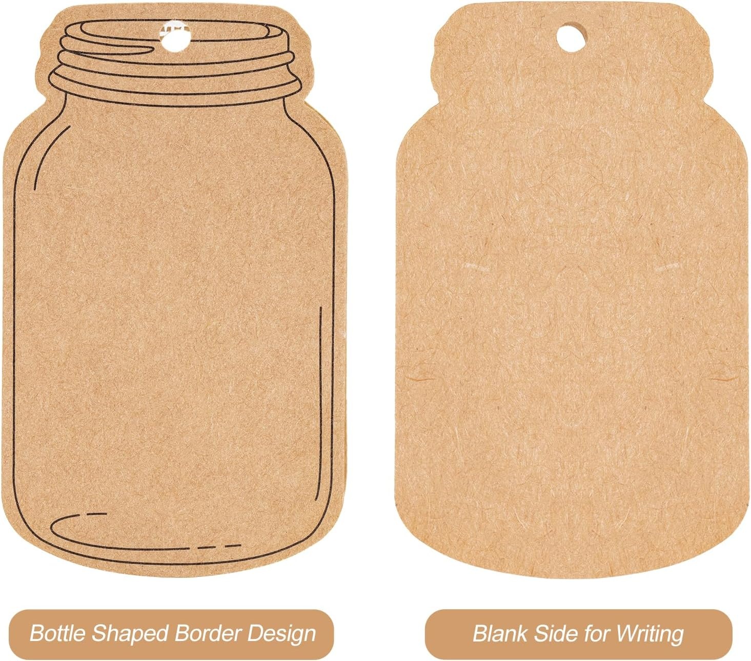 image:imageG2PLUS Kraft Paper Gift Tags Blank Bottle Tag 100PCS Vintage Mason Jar Tags Canning Labels Brown Hangtags with Natural Jute Twine for DIY and Craft Canning Jars and Party FavorsBrown Bottleblank