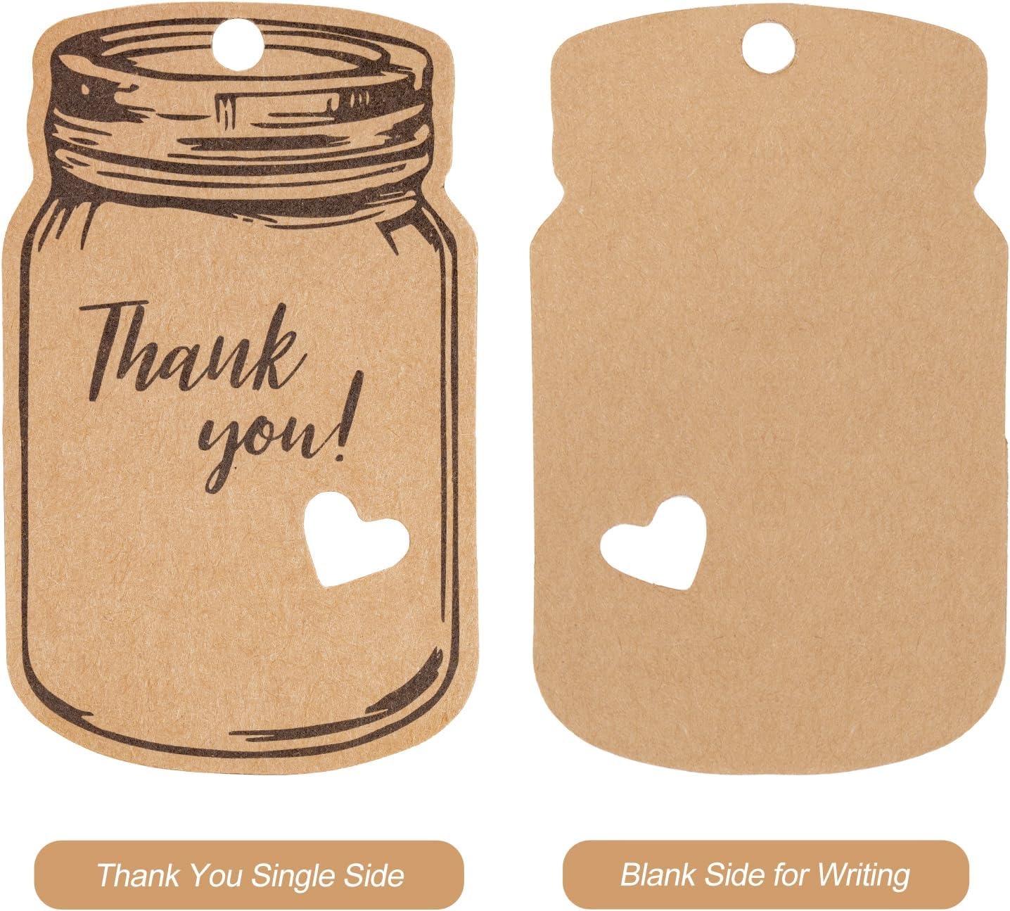 image:imageG2PLUS Kraft Paper Gift Tags Blank Bottle Tag 100PCS Vintage Mason Jar Tags Canning Labels Brown Hangtags with Natural Jute Twine for DIY and Craft Canning Jars and Party FavorsBrown Bottlethank You