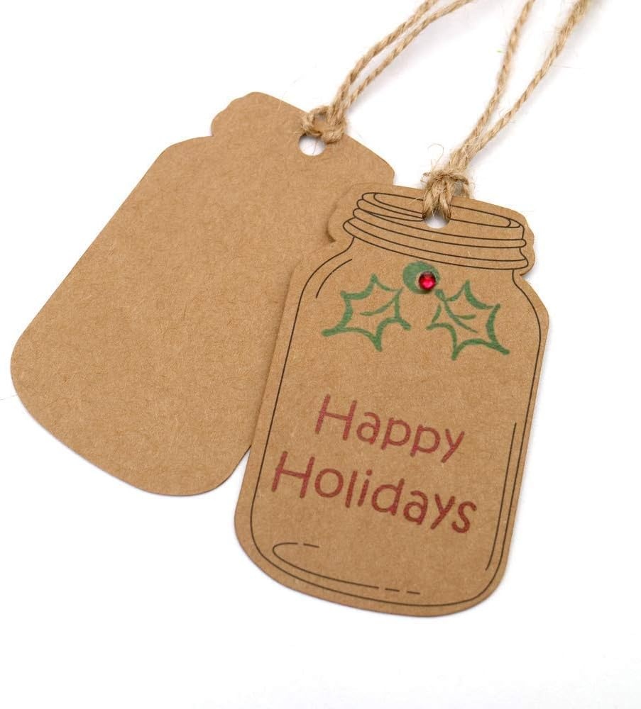 image:imageG2PLUS Kraft Paper Gift Tags Blank Bottle Tag 100PCS Vintage Mason Jar Tags Canning Labels Brown Hangtags with Natural Jute Twine for DIY and Craft Canning Jars and Party FavorsBrown Bottleblank