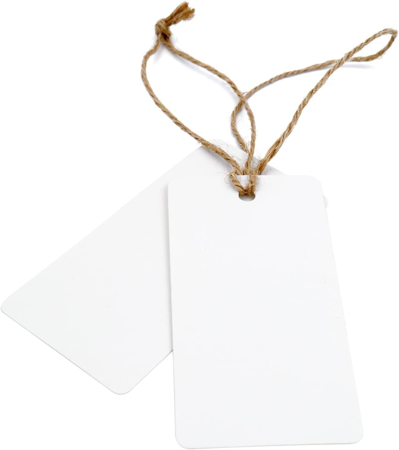 image:imageG2PLUS Price Tags with String 24x47 in Blank Labeling Tags White Paper Hang Tag with Reinforced Hole for Shipping Clothing Pricing Marking Gift WrappingWhite100pcs
