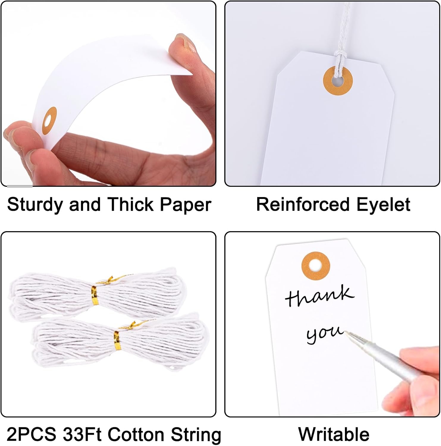 image:imageG2PLUS Price Tags with String 24x47 in Blank Labeling Tags White Paper Hang Tag with Reinforced Hole for Shipping Clothing Pricing Marking Gift WrappingLarge White Brownqty Unknown