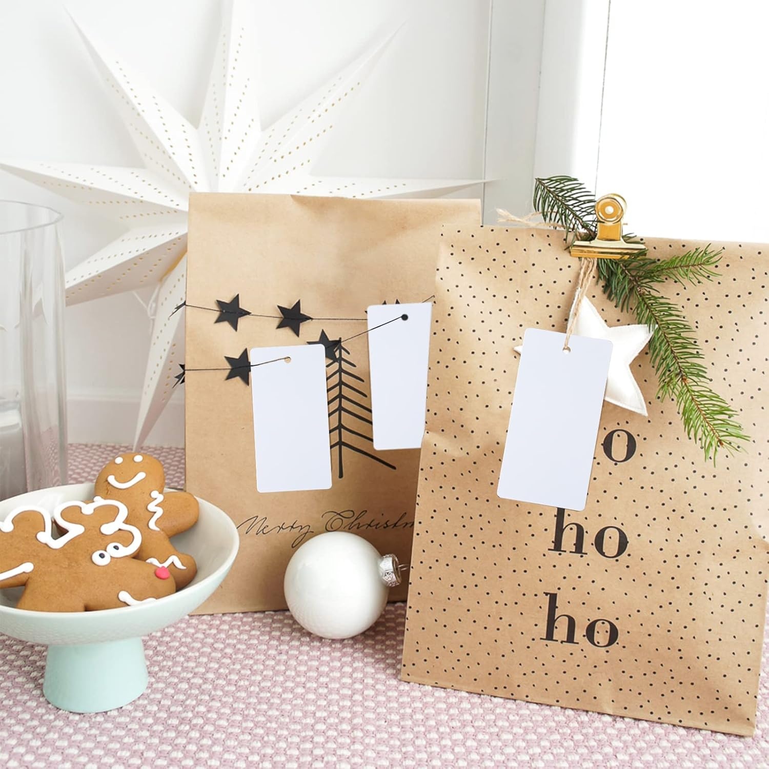 image:imageG2PLUS Price Tags with String 24x47 in Blank Labeling Tags White Paper Hang Tag with Reinforced Hole for Shipping Clothing Pricing Marking Gift WrappingWhite100pcs