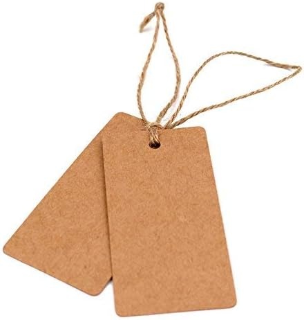 image:imageG2PLUS Price Tags with String 24x47 in Blank Labeling Tags White Paper Hang Tag with Reinforced Hole for Shipping Clothing Pricing Marking Gift WrappingBrown100pcs