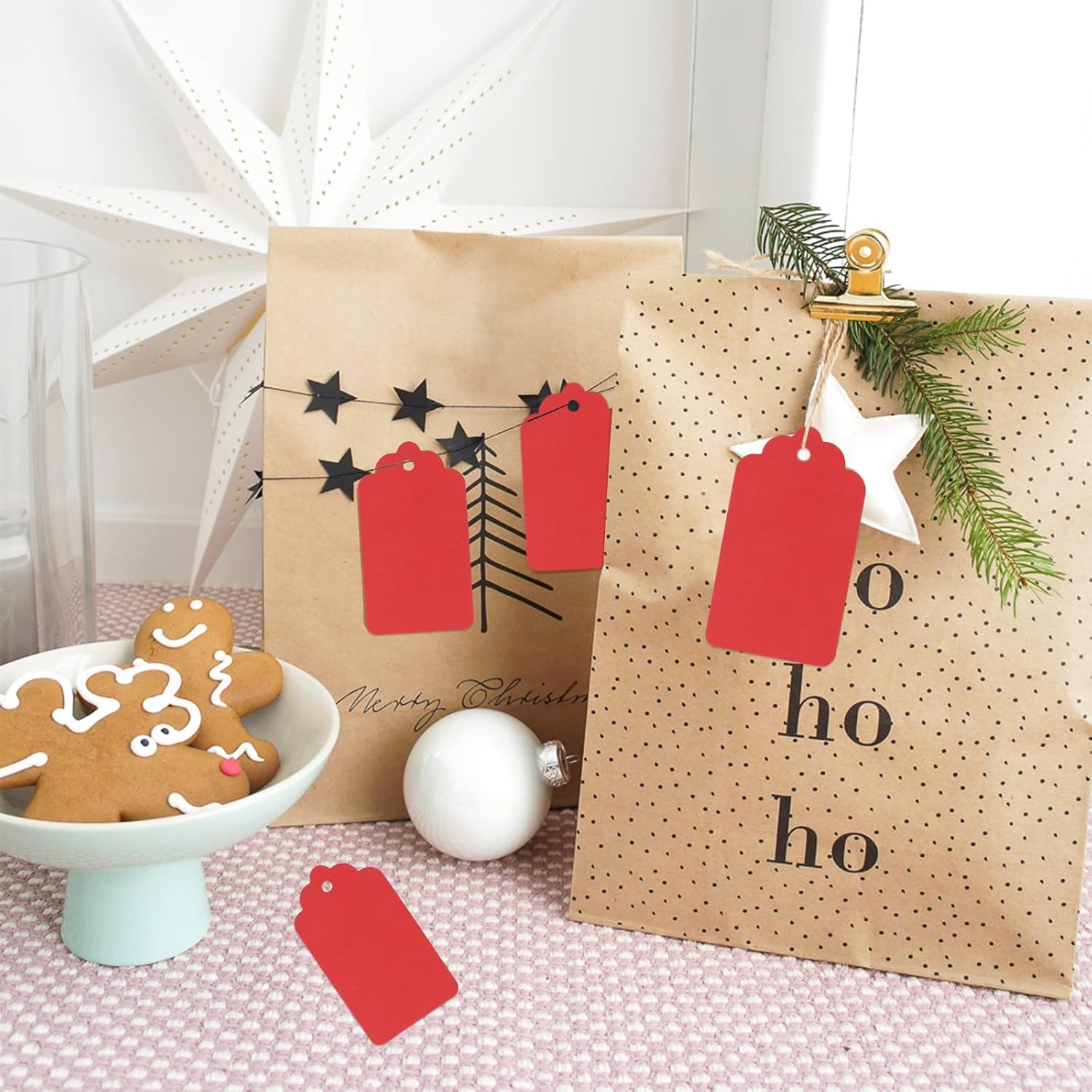 image:imageG2PLUS Red Gift Tags 100PCS Red Paper Gift Tags with String 2816 in Blank Labeling Tag for Present Wrapping Mothers Day Christmas Valentines DIY Arts amp CraftsWavered