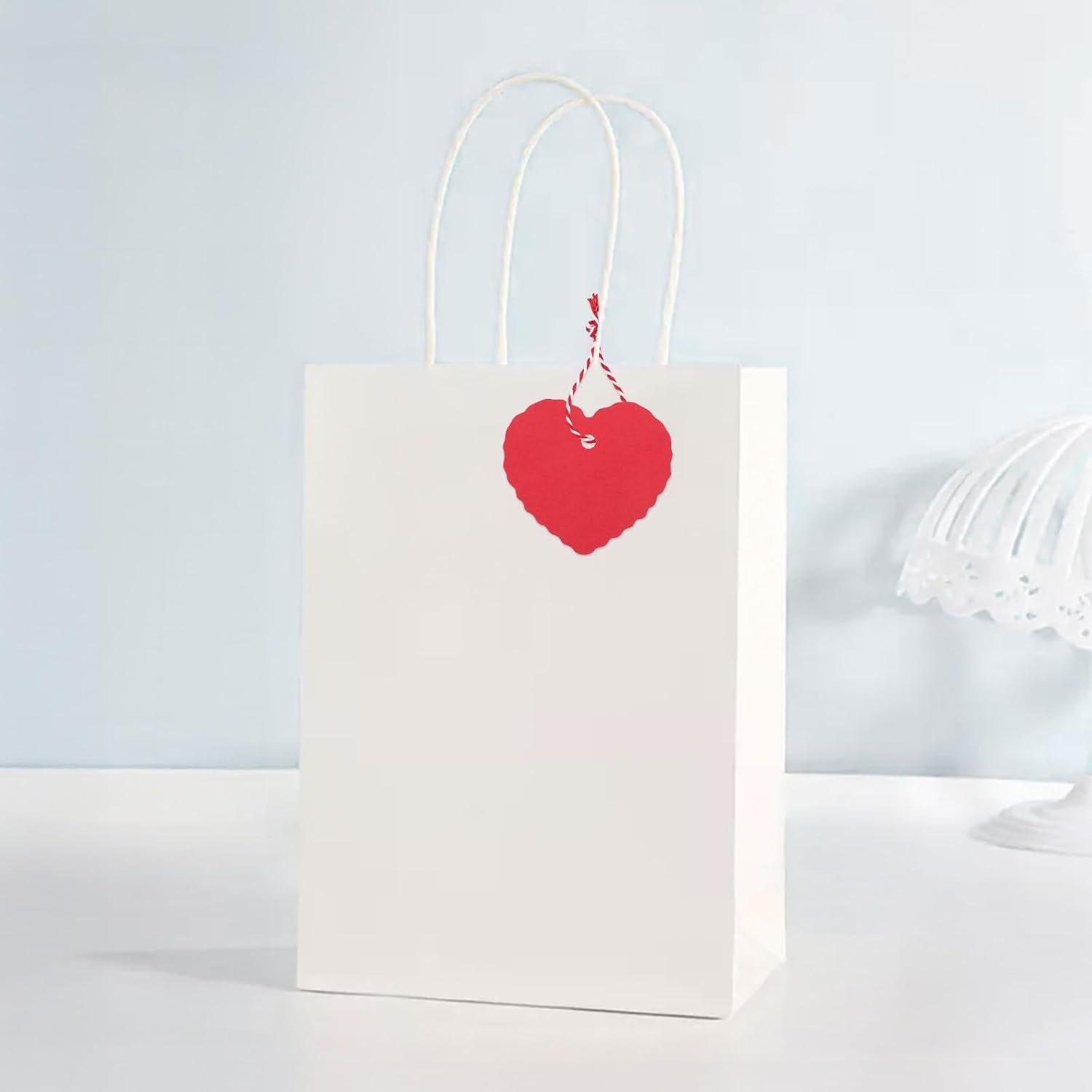 image:imageG2PLUS Red Gift Tags with String 100PCS Heart Gift Tags 235 x 216 in Blank Paper Hang Tag Valentines Heart Shaped Gift Name Label Tag for Gift Wrapping Valentine Wedding Party FavorsRed
