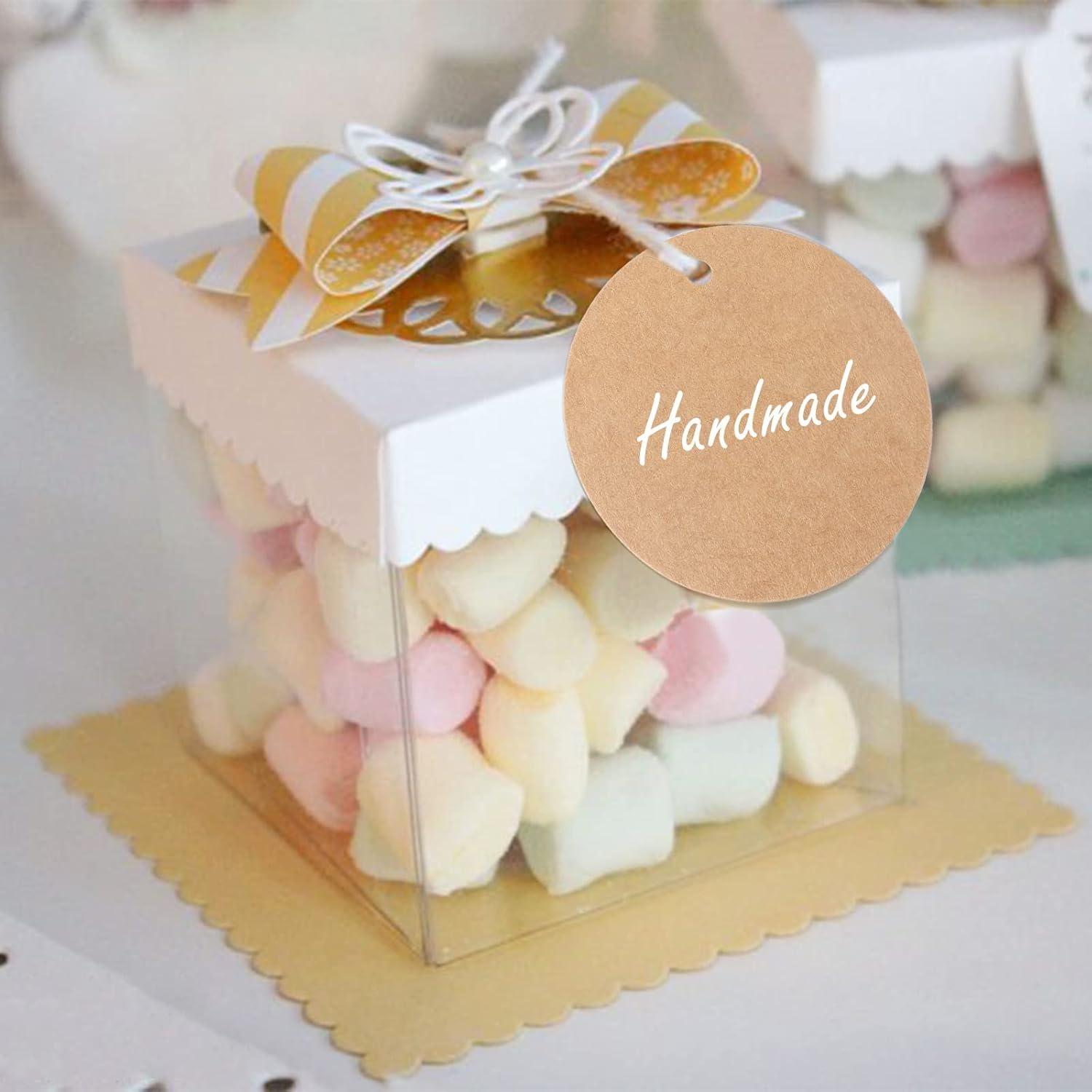 image:imageG2PLUS Round Gift Tags with String25 Inches Blank Circle Kraft Paper Tags 100 PCS Large Round Craft Labeling Tag for Wedding Birthday Christmas Party FavorsKraft
